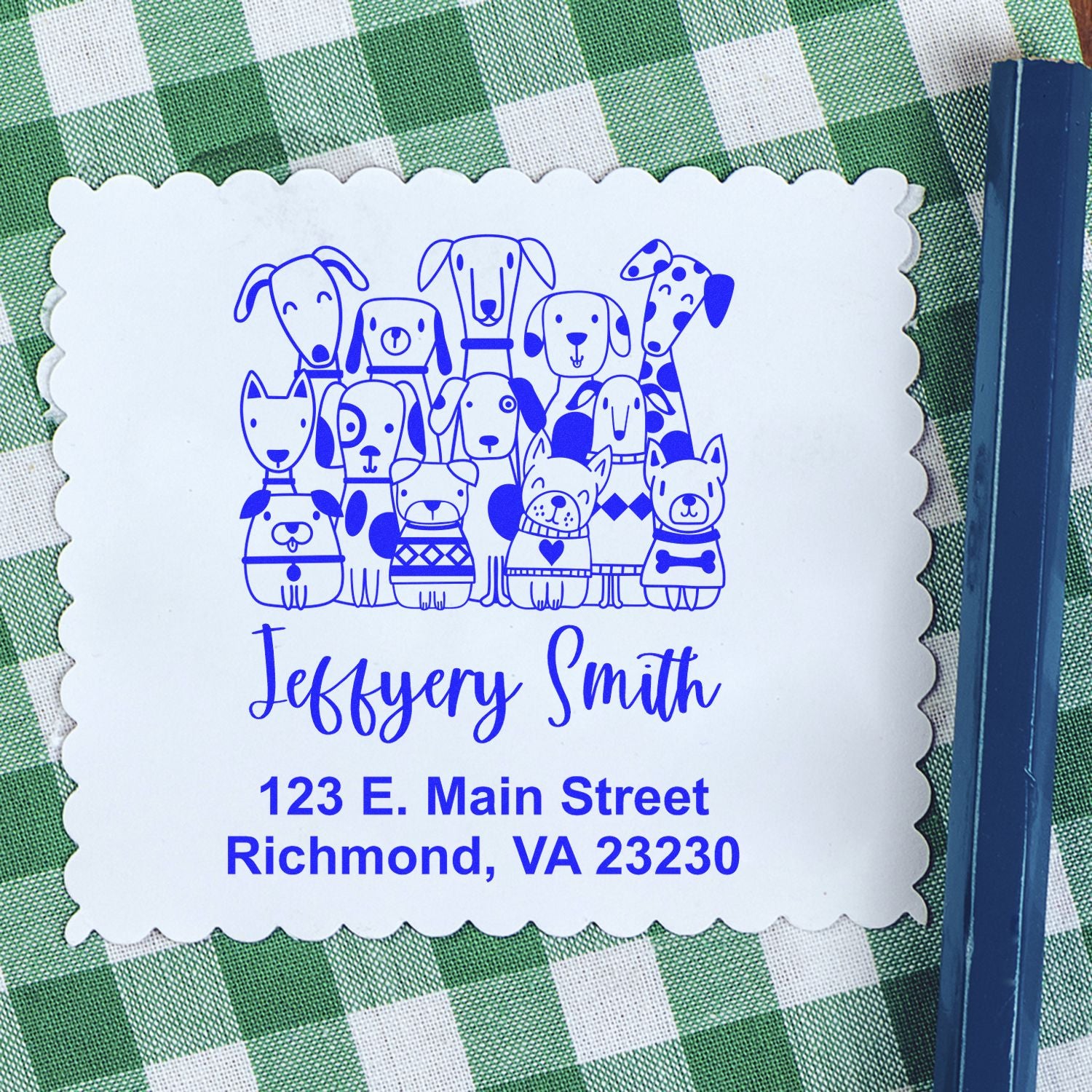 PSI Pre-Inked Whimsical Pets Horde of Hounds Customized Home Address Stamp - Engineer Seal Stamps