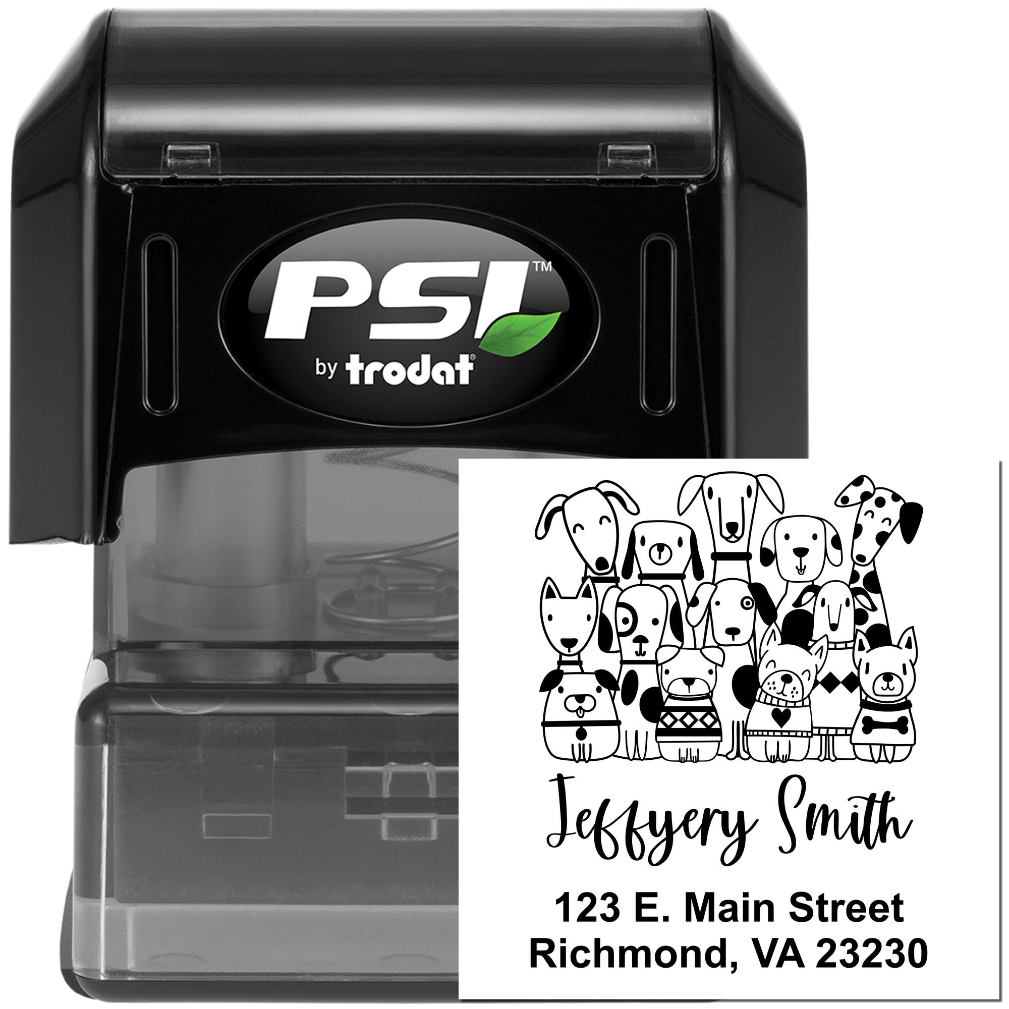 PSI Pre-Inked Whimsical Pets Horde of Hounds Customized Home Address Stamp - Engineer Seal Stamps