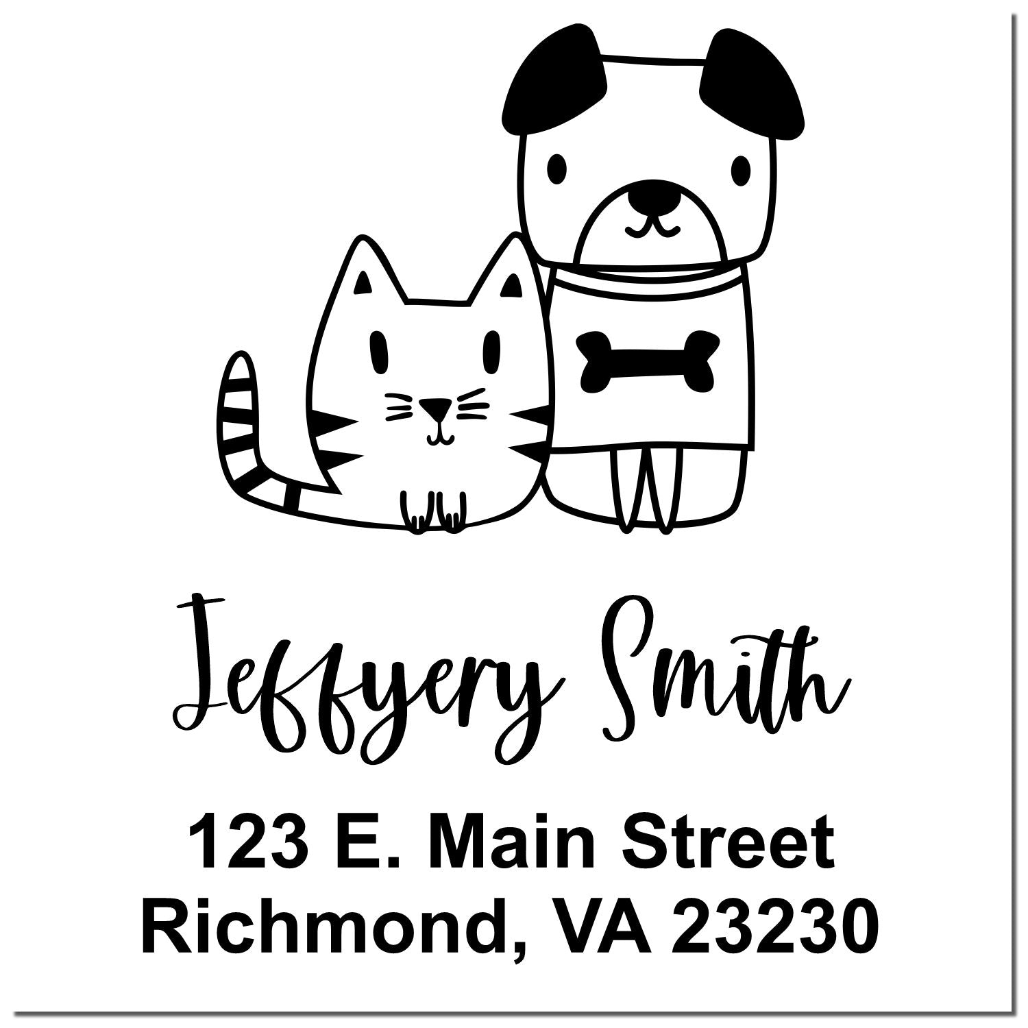 PSI Pre-Inked Whimsical Pets Dynamic Duo Customized Return Address Stamper - Engineer Seal Stamps