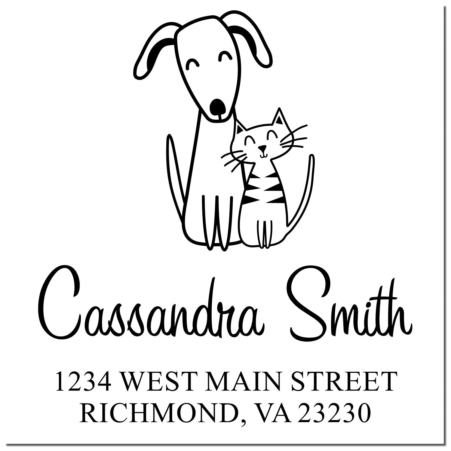 PSI Pre-Inked Whimsical Pets Adorable Pair Customized New Home Stamp - Engineer Seal Stamps