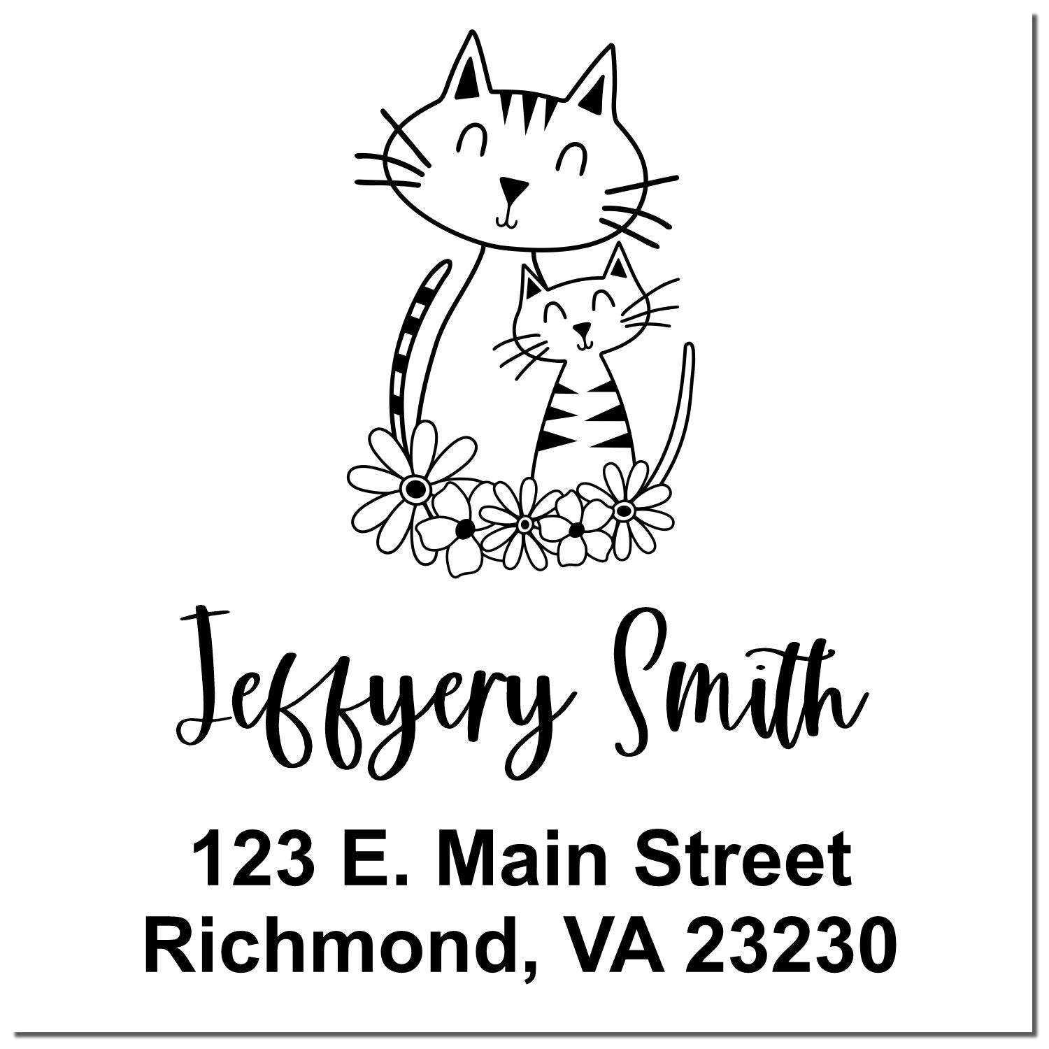 Portable Cozy Cats Return Address Stamper Pre-Inked - Engineer Seal Stamps