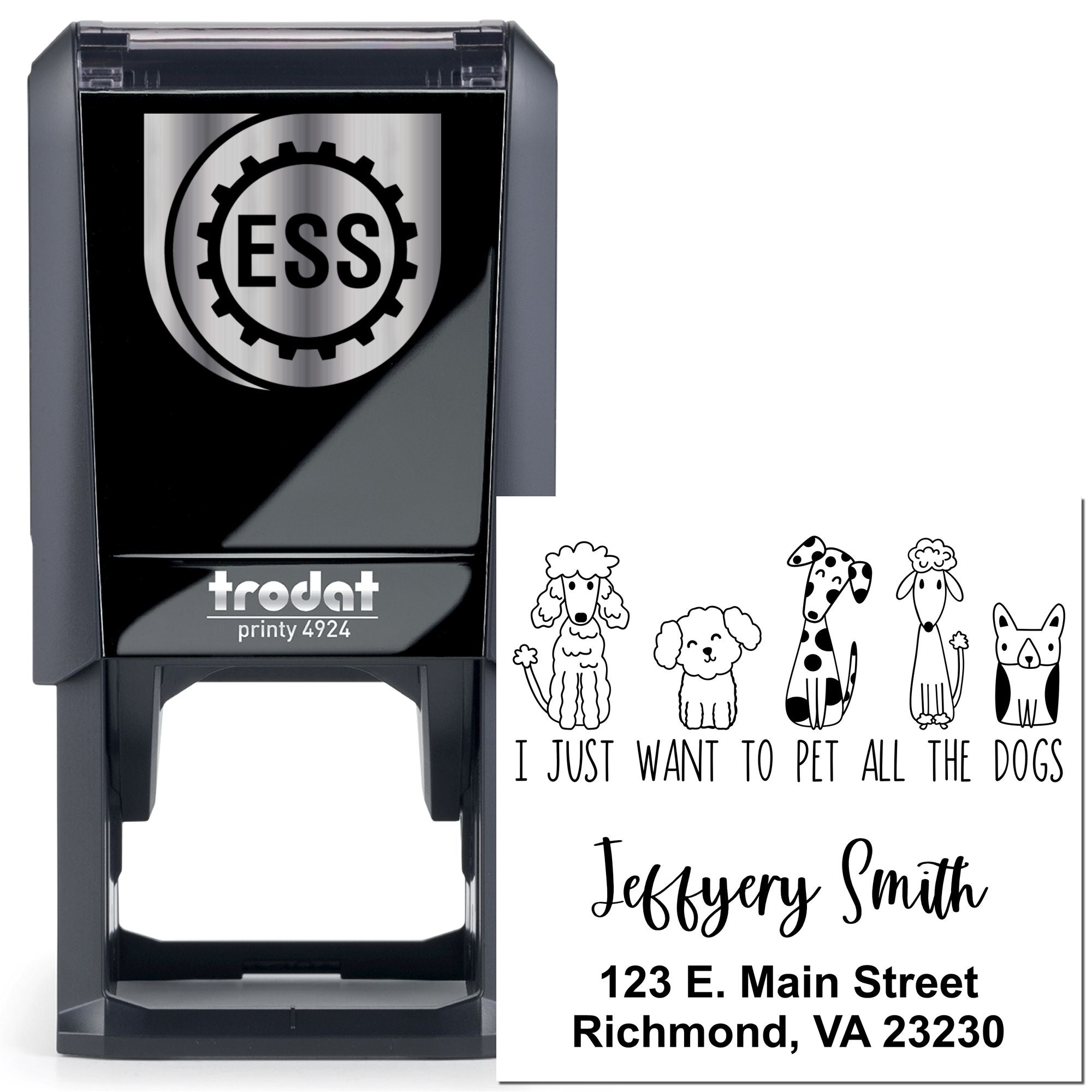 Self-Inking Whimsical Pets Pet the Pooches Customized Home Stamp - Engineer Seal Stamps
