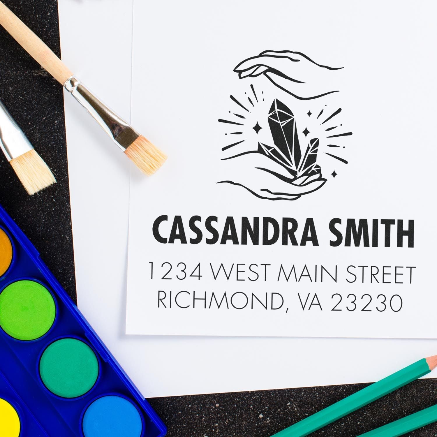 Intriguing Crystals Personalized Address Stamp - Engineer Seal Stamps