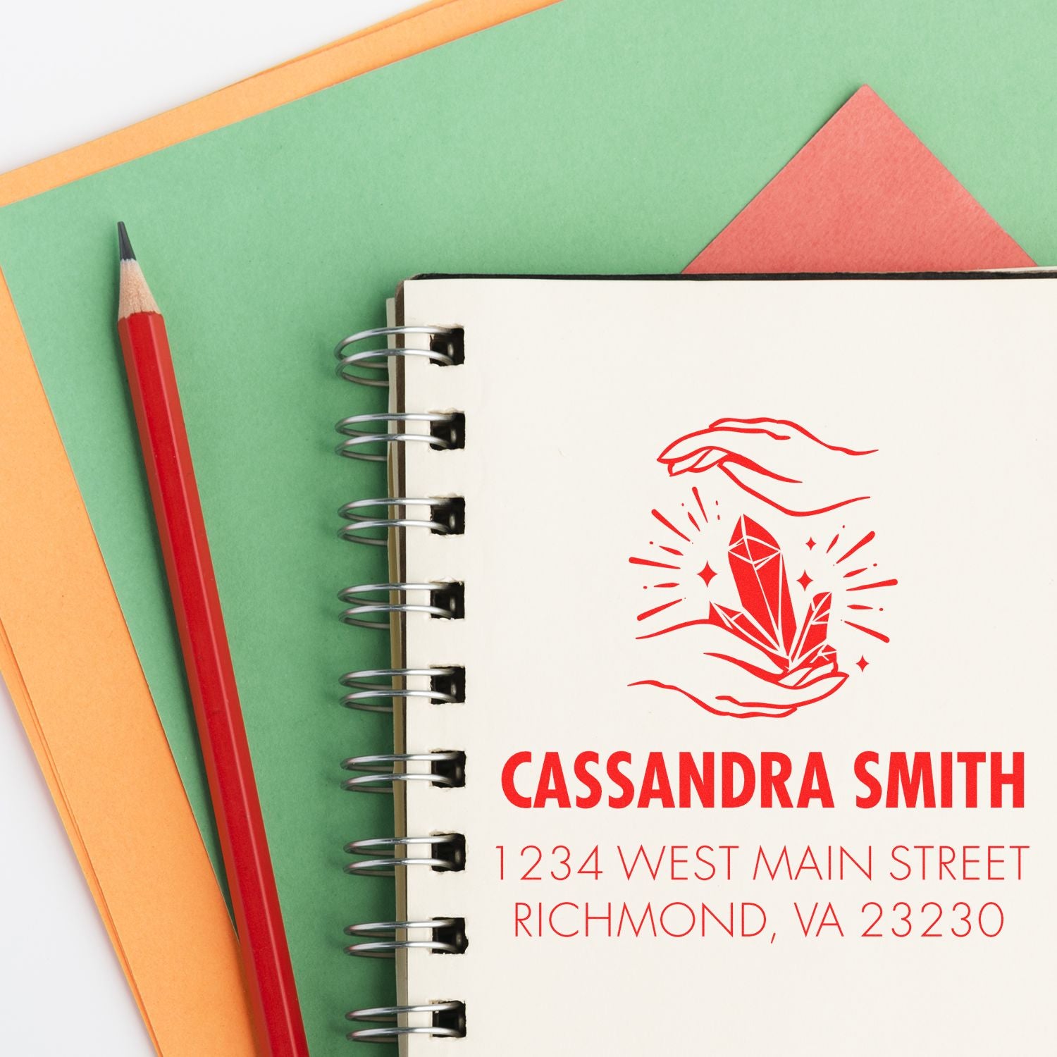 Intriguing Crystals Personalized Address Stamp - Engineer Seal Stamps