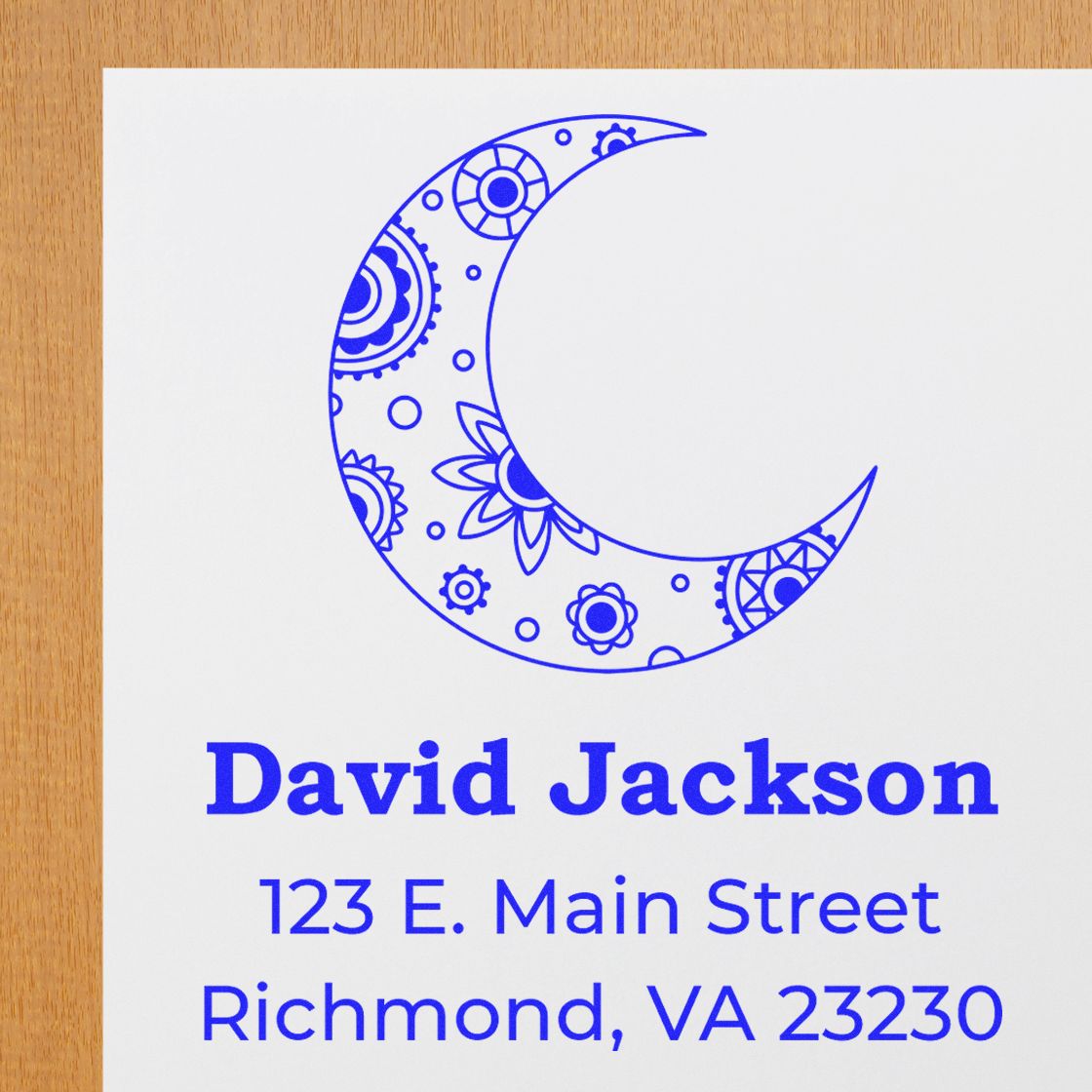 Elaborate Moon Personalized Return Address Stamper