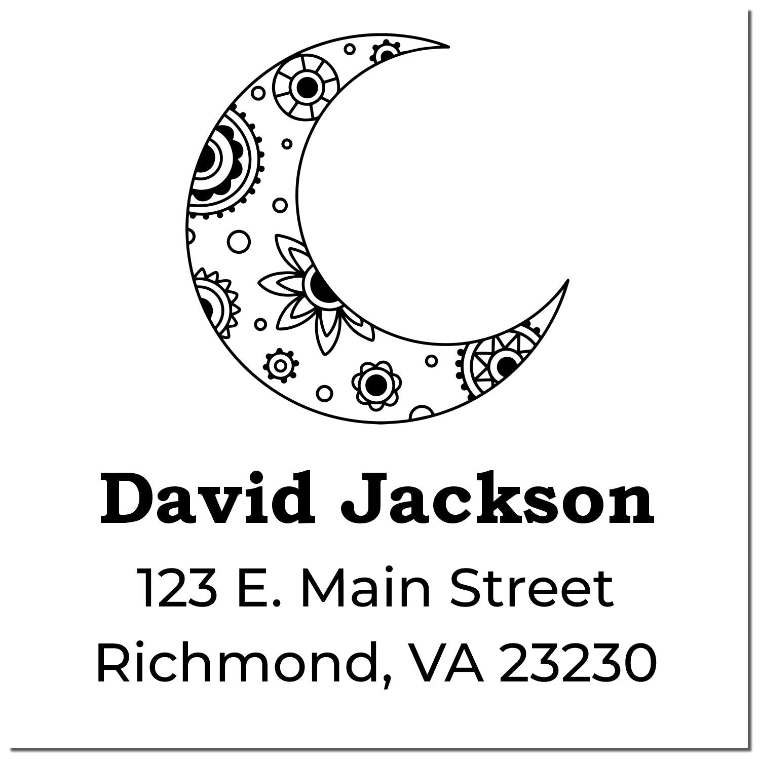 Elaborate Moon Personalized Return Address Stamper