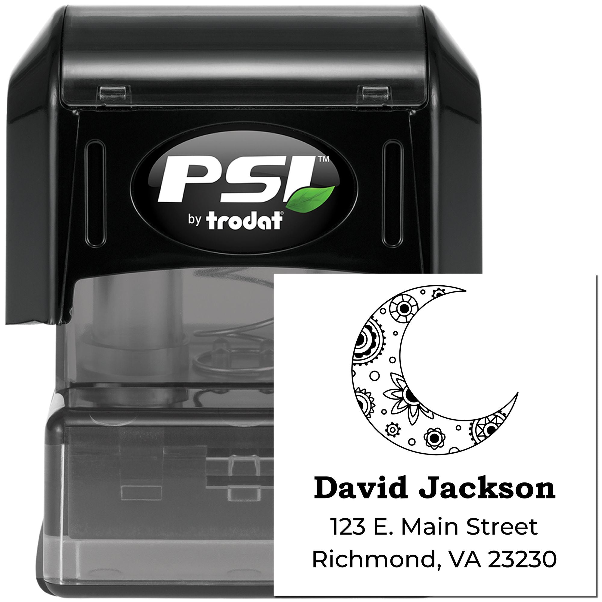 Elaborate Moon Celestial Personalized Return Address Stamper - Engineer Seal Stamps