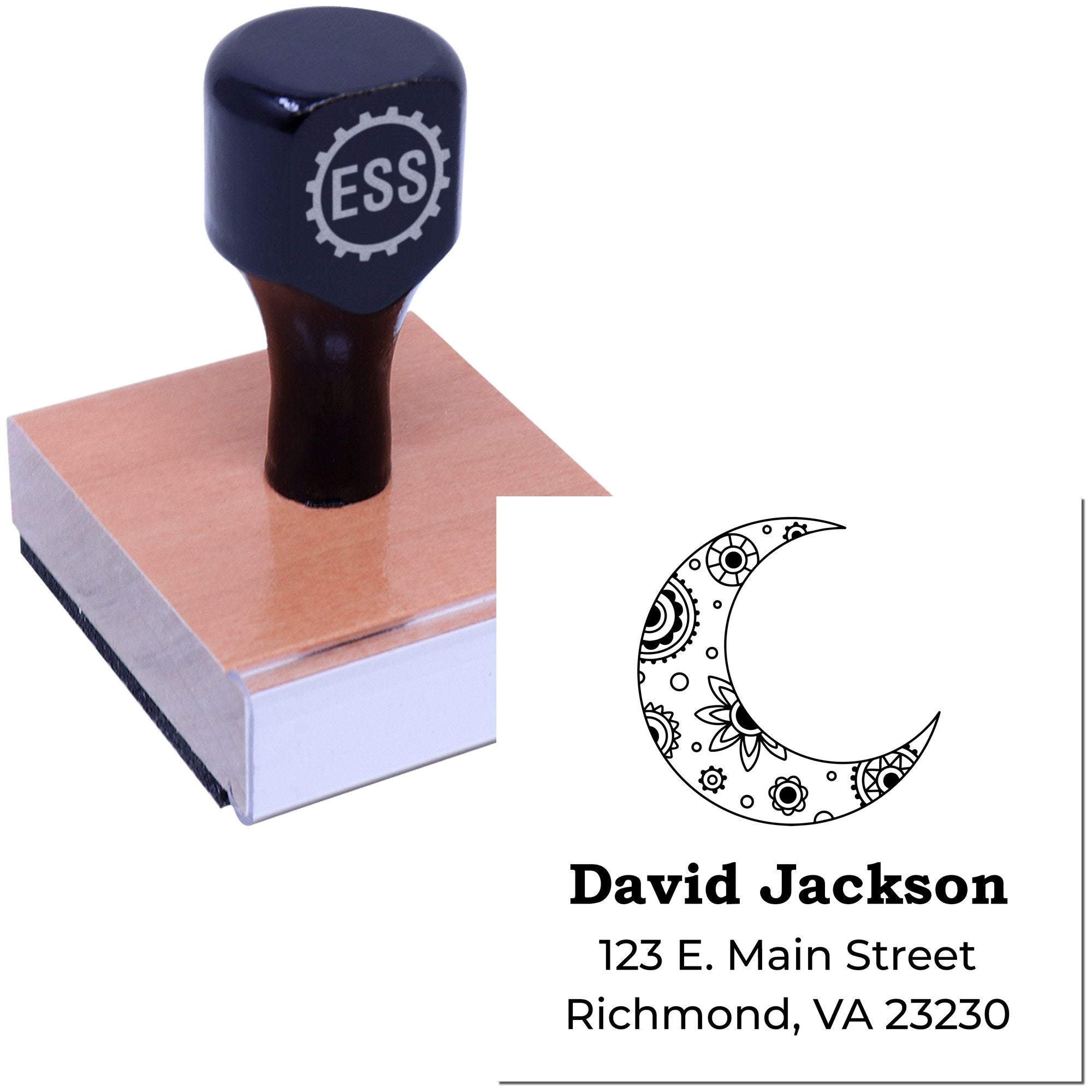 Elaborate Moon Personalized Return Address Stamper