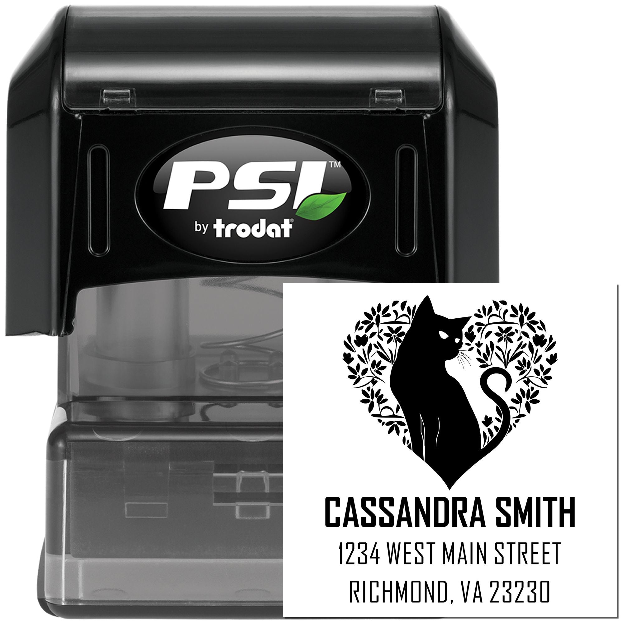 Flowering Feline Celestial Personalized Home Address Stamp - Engineer Seal Stamps