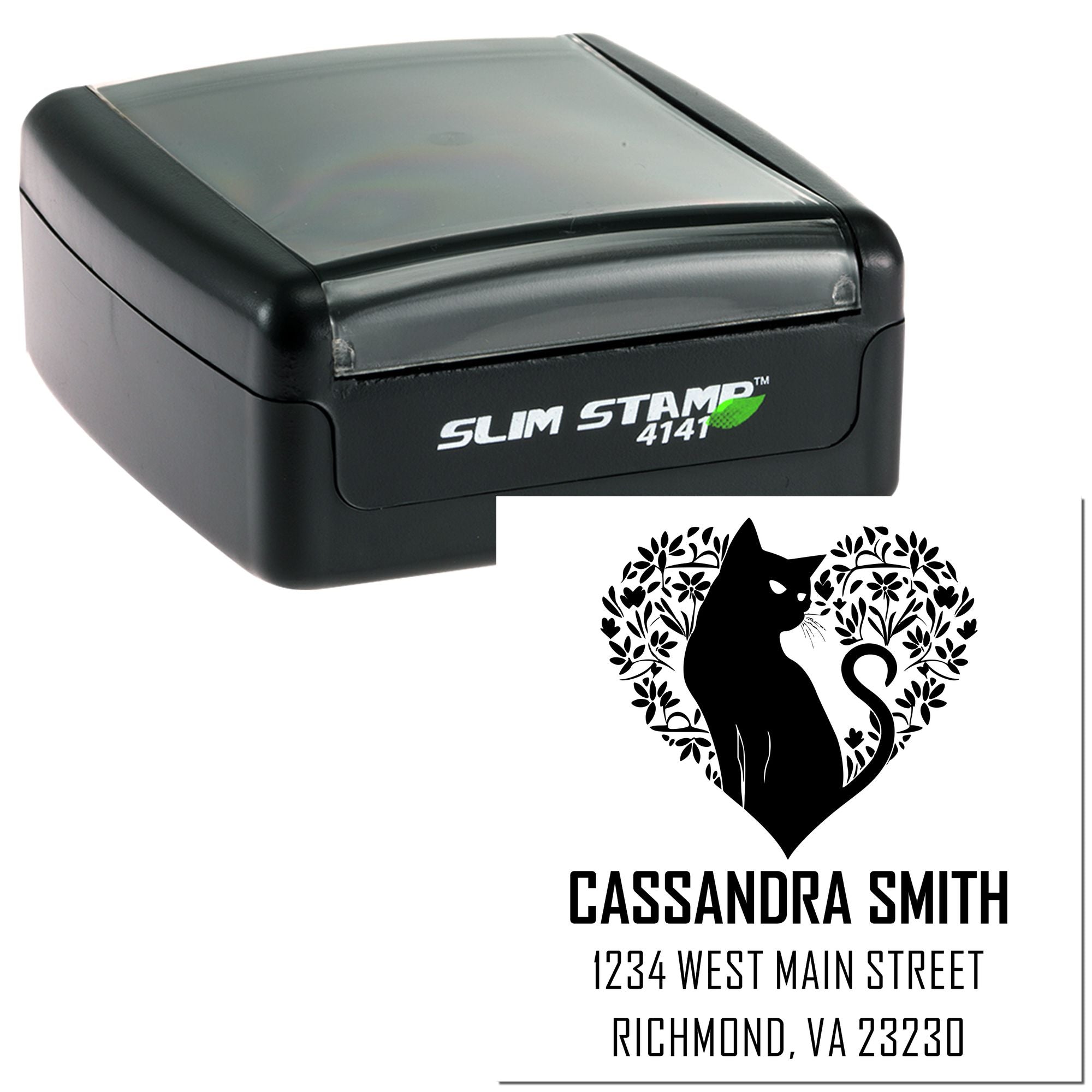 Flowering Feline Customized New Home Stamper - Engineer Seal Stamps