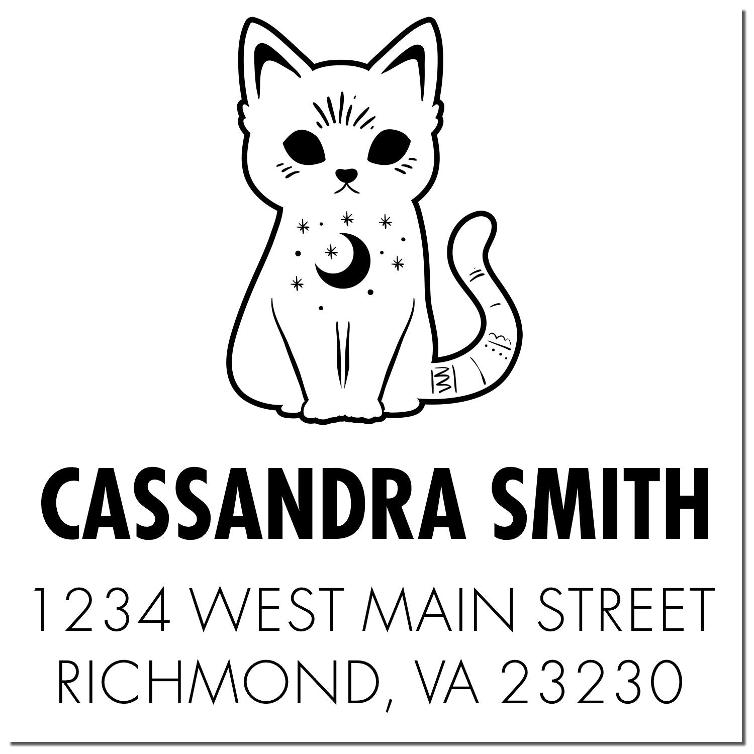 Astro Kitty Celestial Personalized New Home Stamper - Engineer Seal Stamps