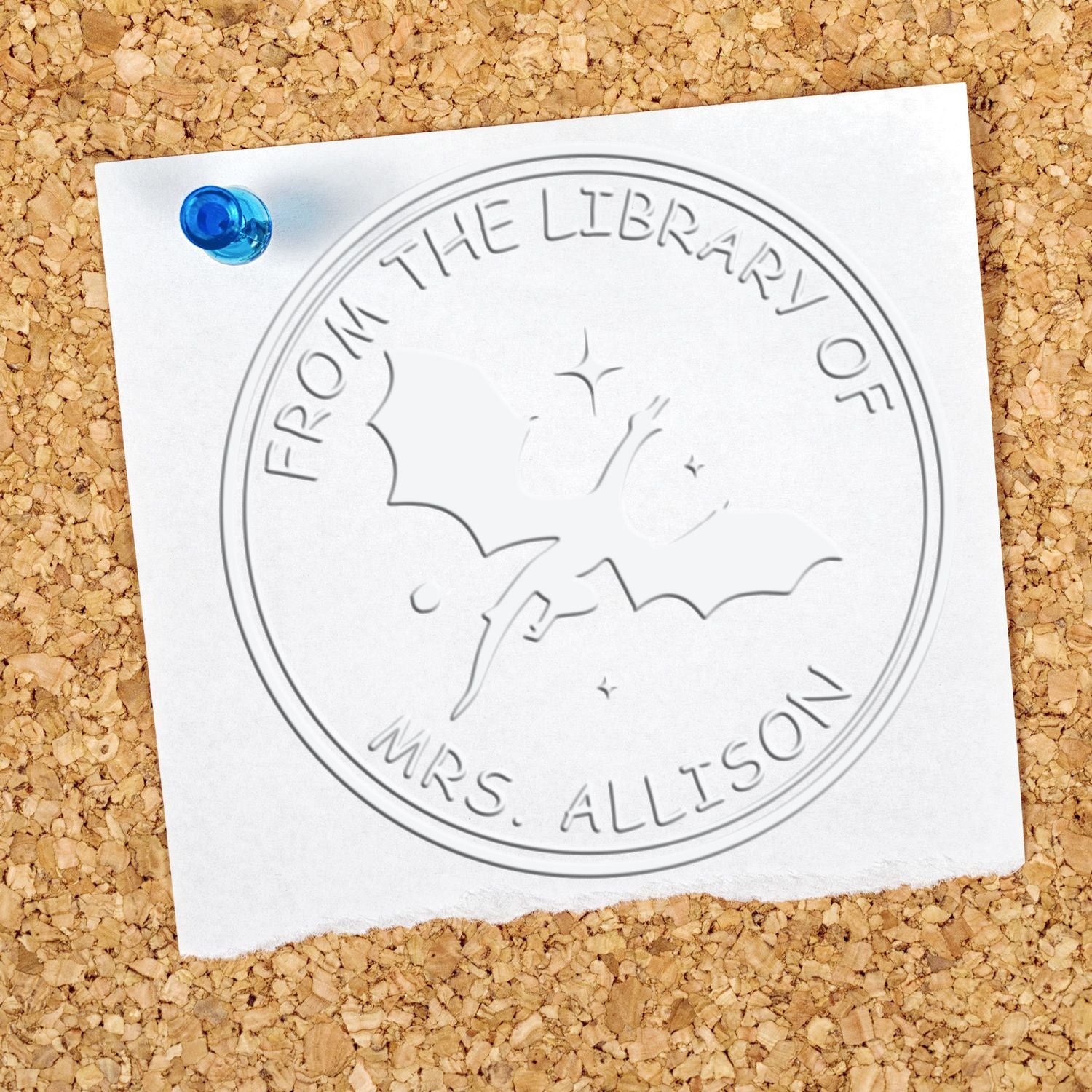 Desk Aurora Wing Personalized Name Embossed Stamp - Engineer Seal Stamps