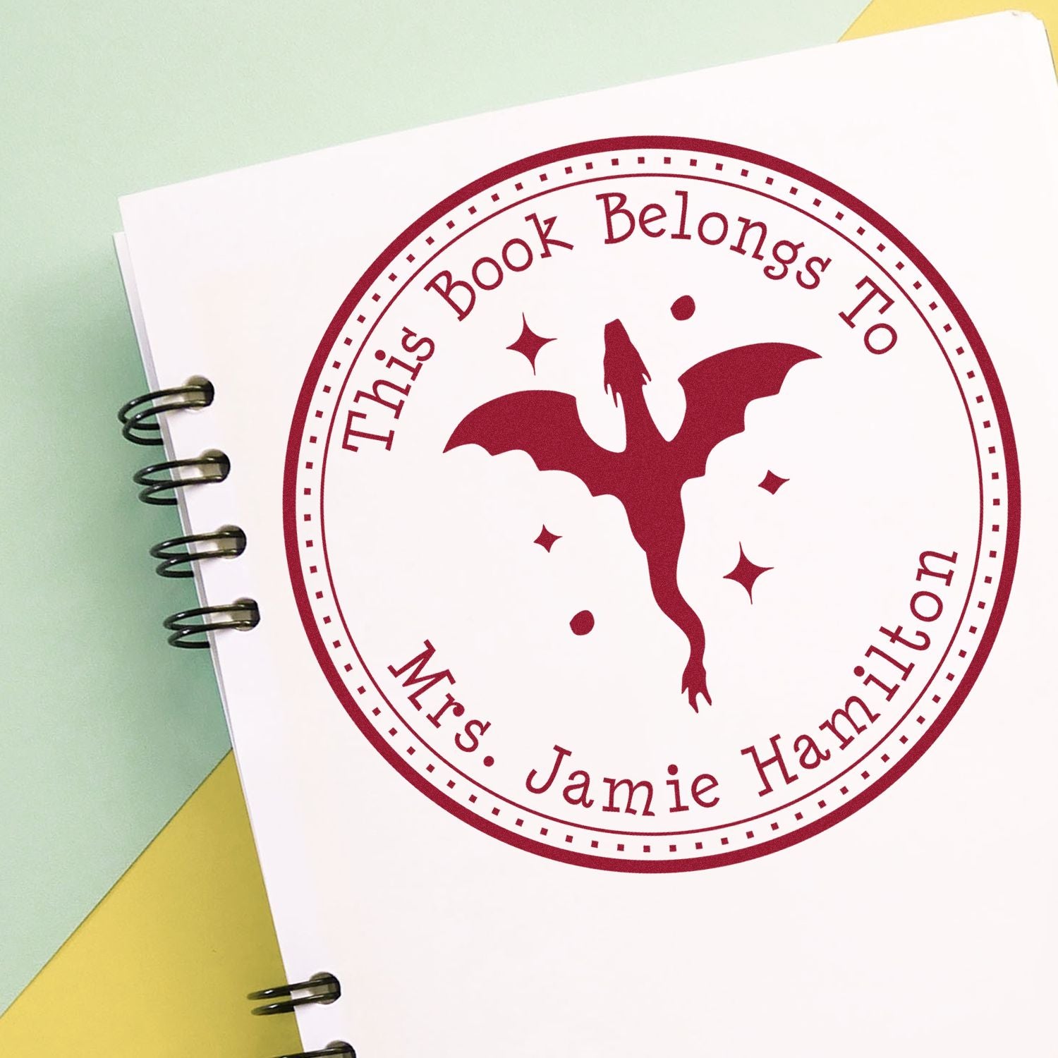 Self-Inking Star Roar Custom Made Book Name Stamp - Engineer Seal Stamps