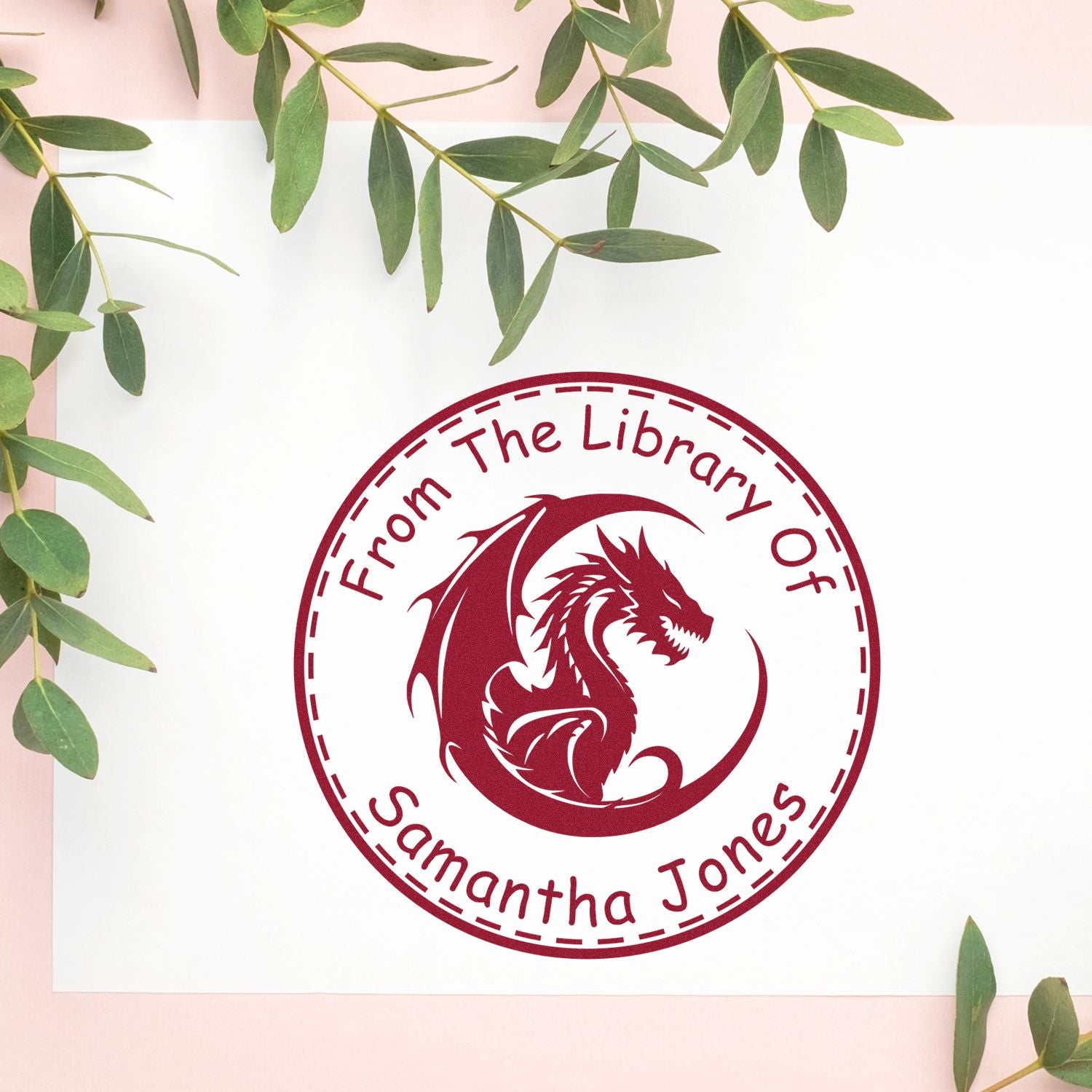Wood Handle Shimmer Shade Custom Library Name Stamp