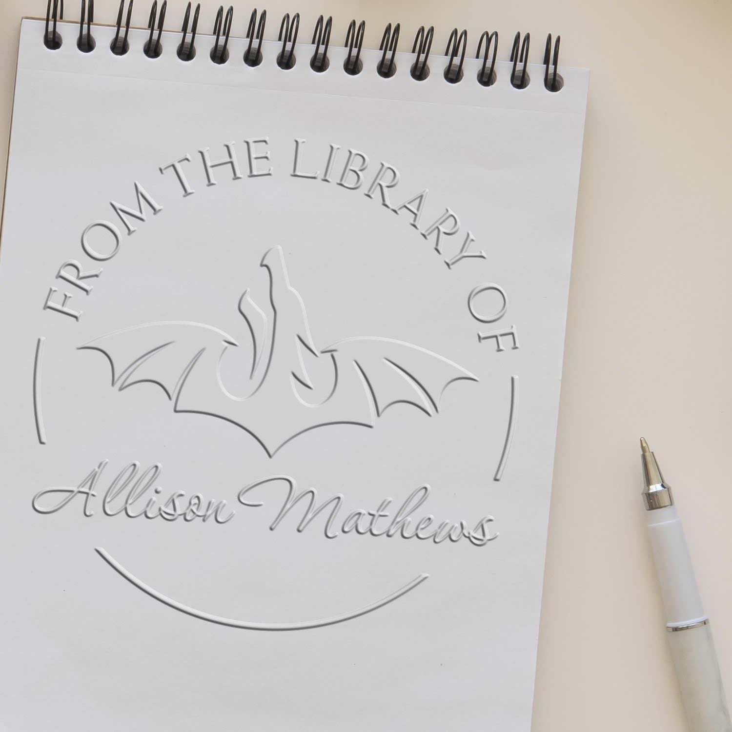 Hybrid Crystal Crest Personalized Library Embossed Stamp - Engineer Seal Stamps