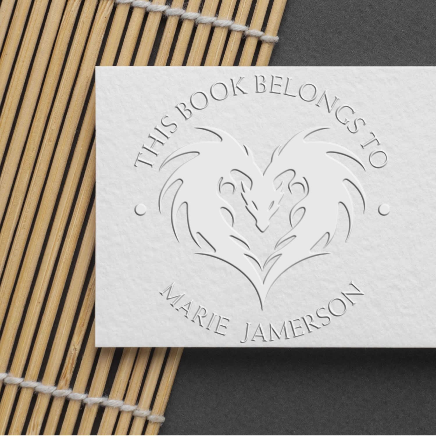 Soft Ember Flame Personalized Book Lover Embossing Stamp