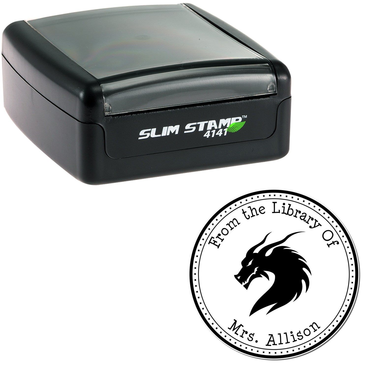 Pre-Inked Sky Shimmer Personalized This Book Belongs To Stamp - Engineer Seal Stamps