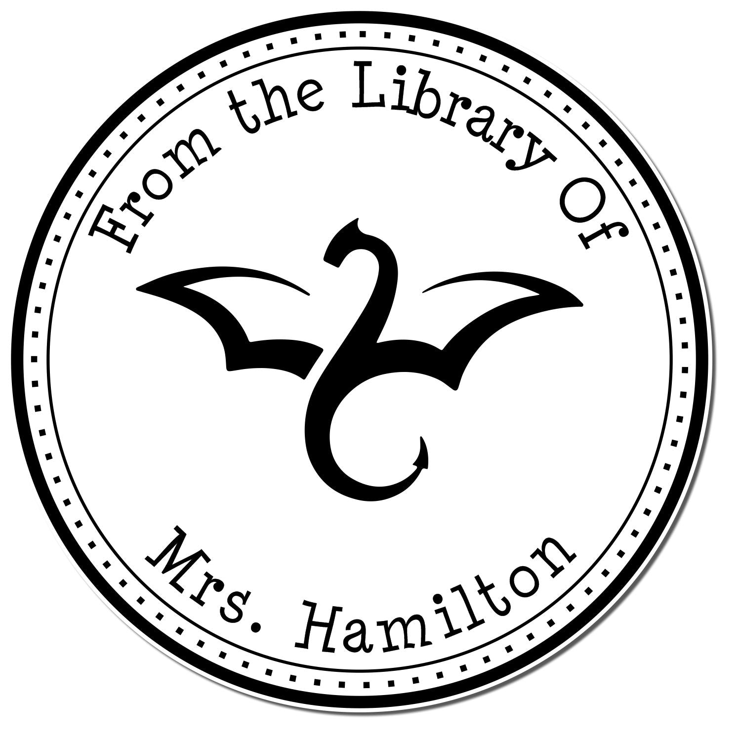 Wood Handle Thunder Wing Custom My Library Stamp