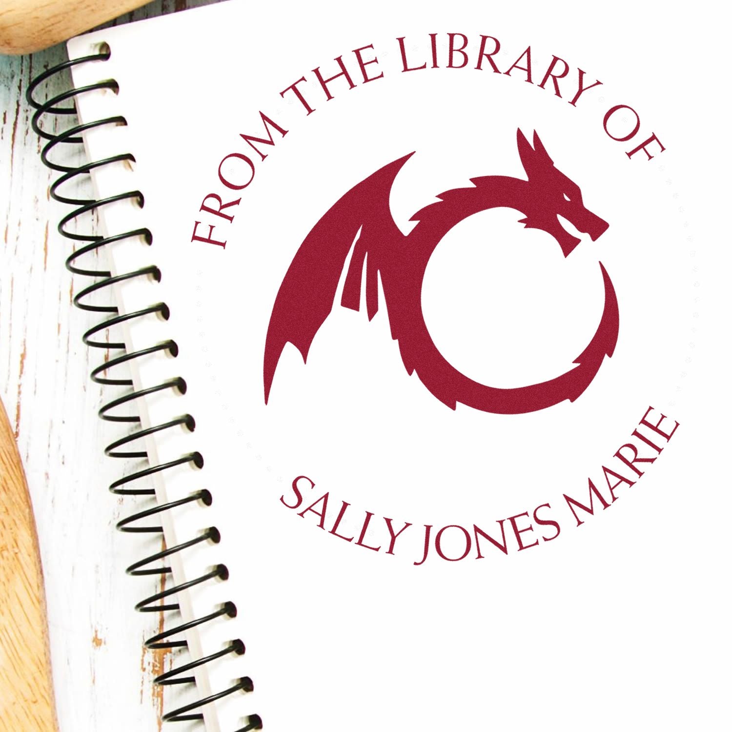 Wood Handle Star Fire Custom My Library Stamper