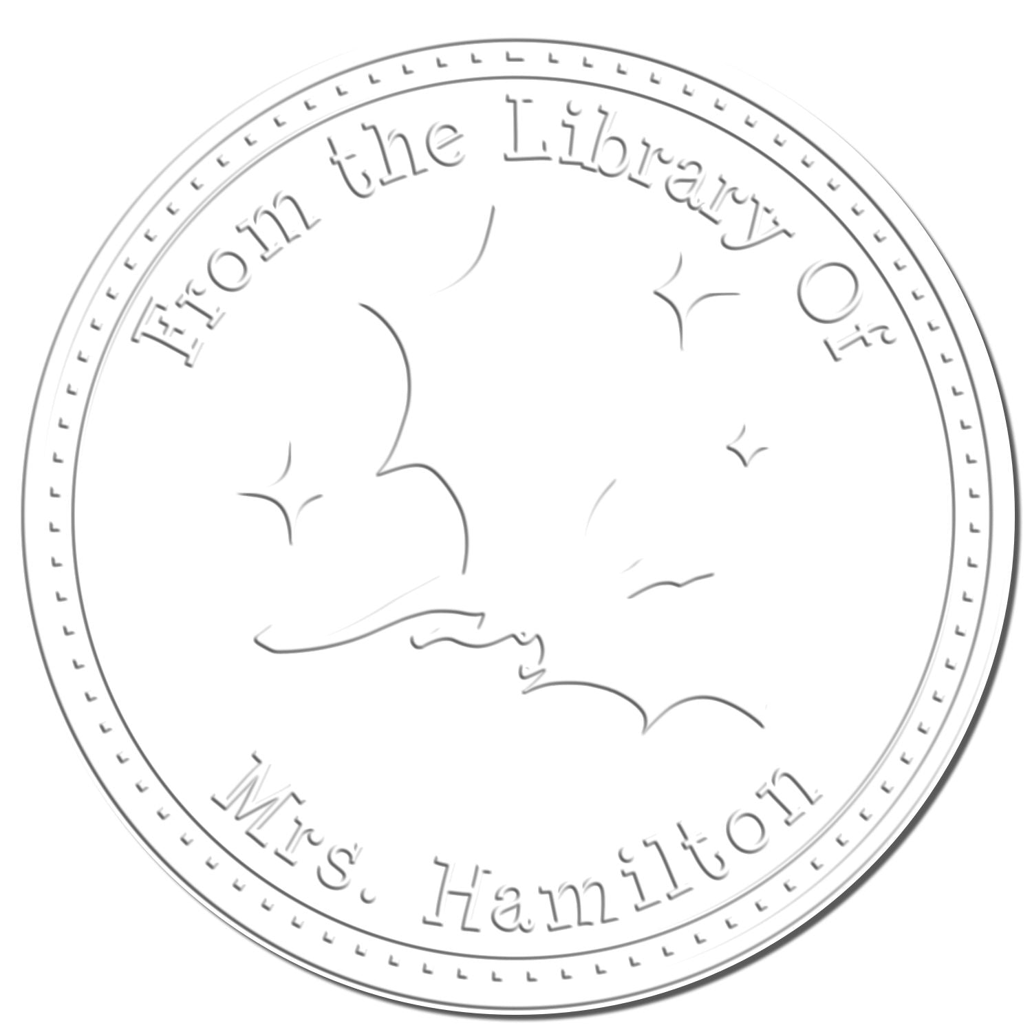 Soft Moon Shadow Personalized Book Name Embossing Stamp