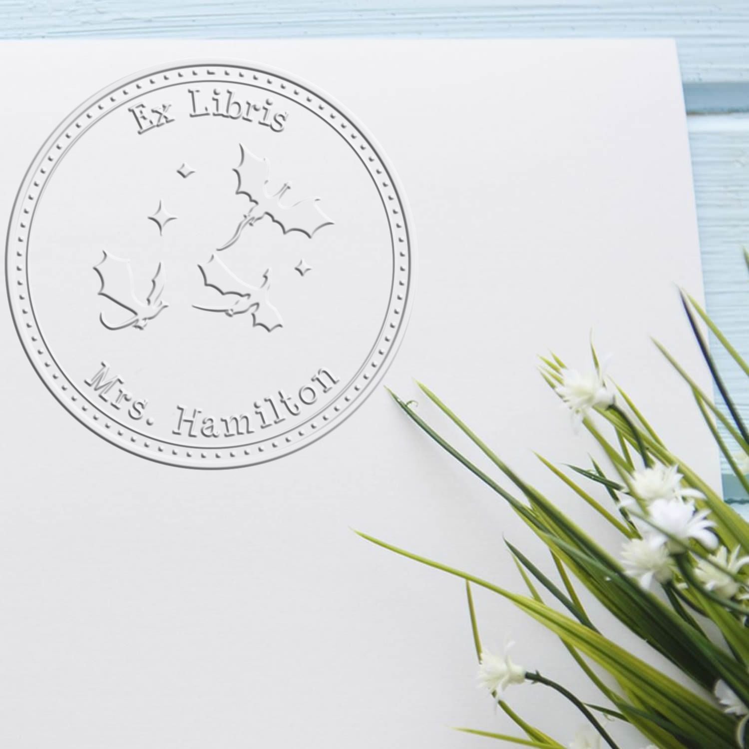 Desk Blaze Claws Personalized Personal Library Embossed Stamp - Engineer Seal Stamps