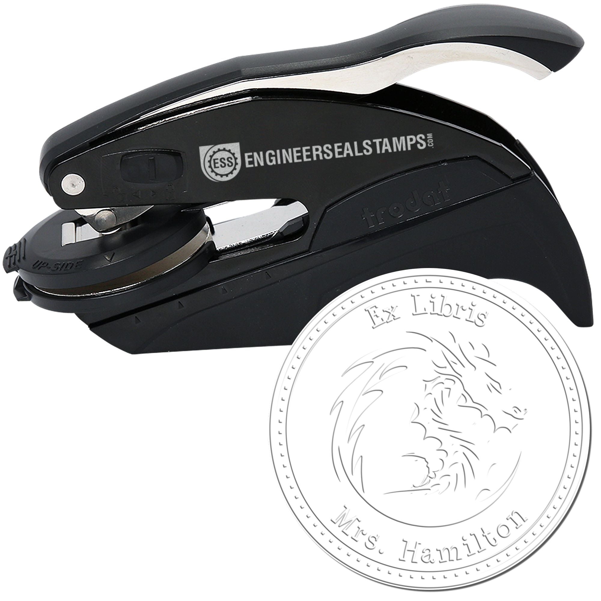 Hybrid Comet Blast Personalized Book Ownership Embossing Stamp - Engineer Seal Stamps