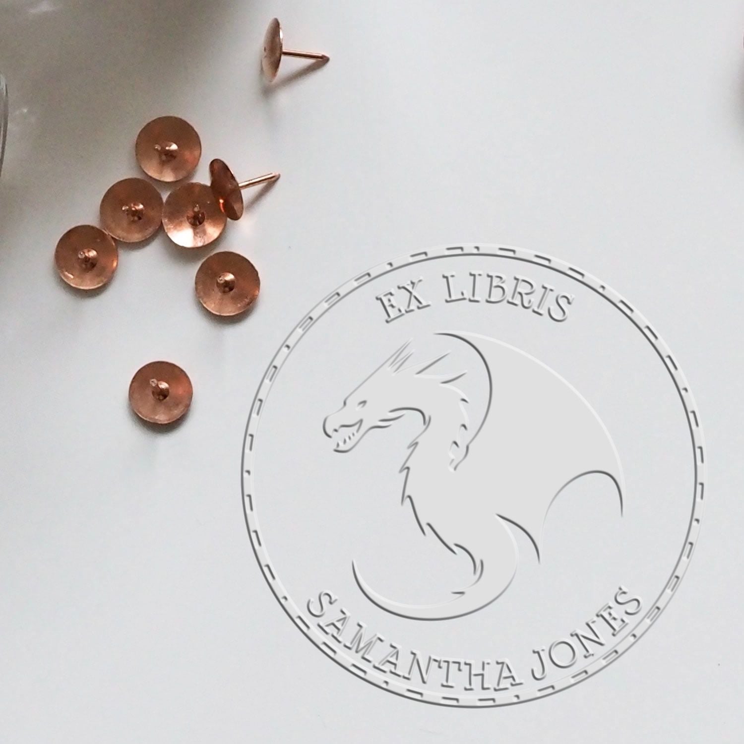 Soft Aether Breath Personalized Bibliophile Embossed Stamp