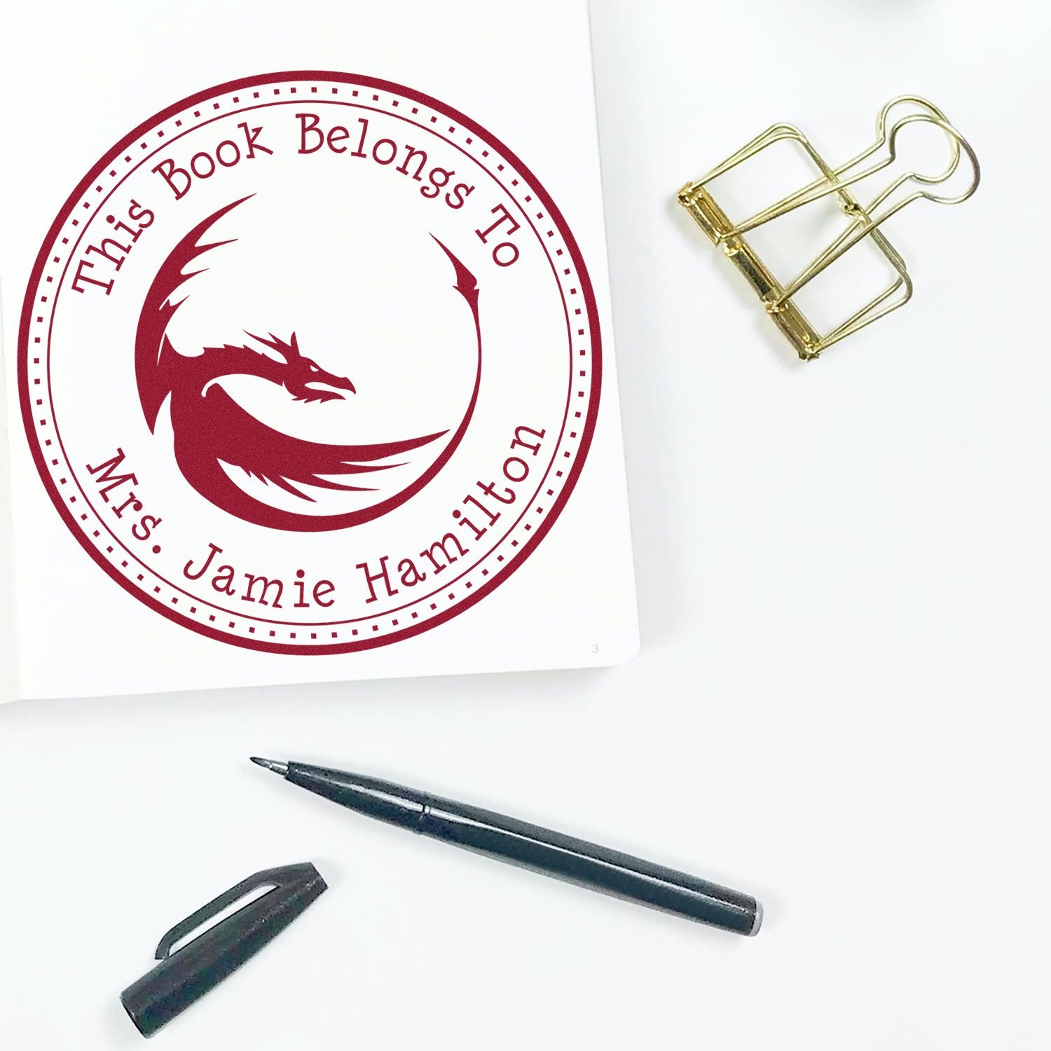 Wood Handle Celestial Scale Custom Book Lover Stamper - Engineer Seal Stamps