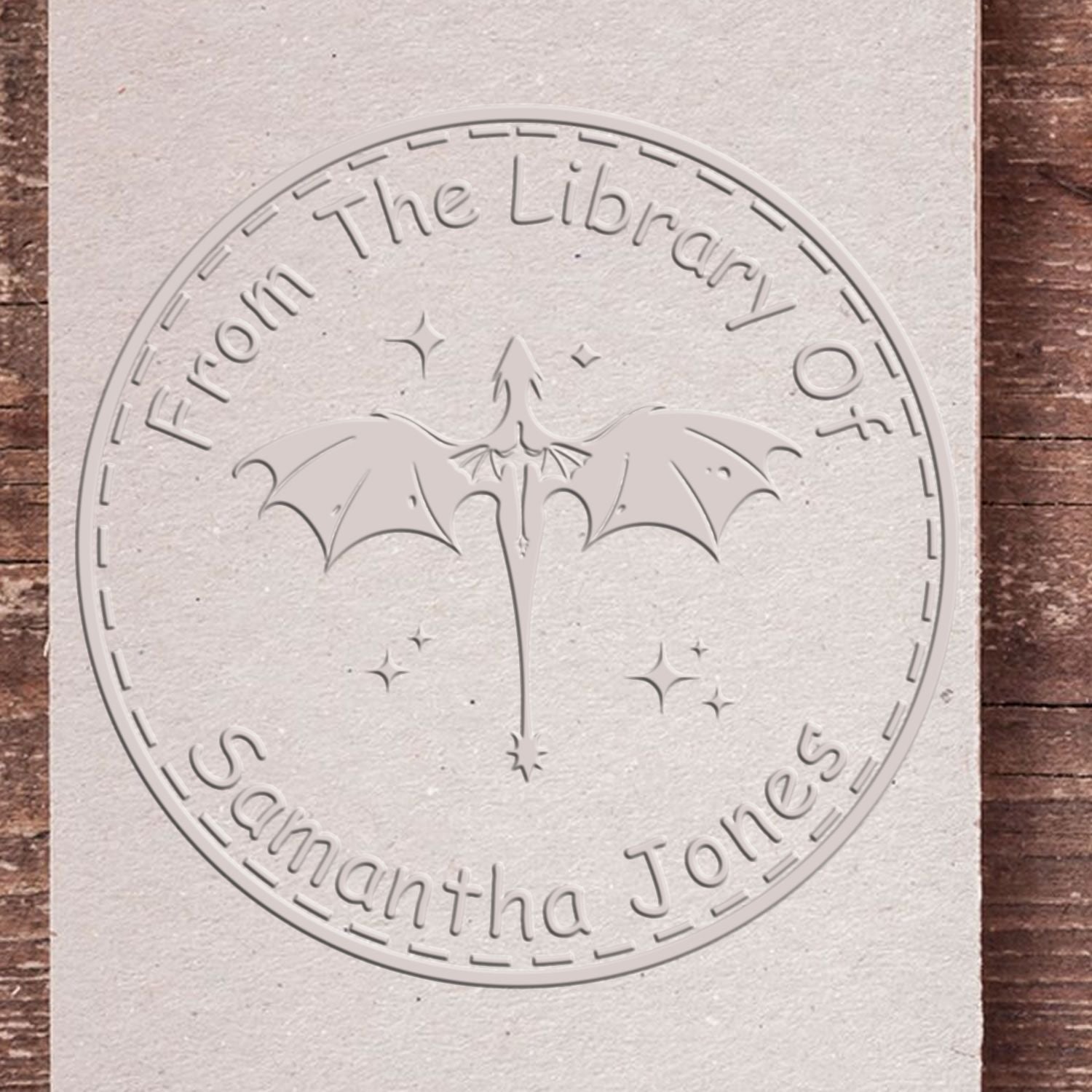 Soft Starlight Serpent Personalized Book Embossed Stamp