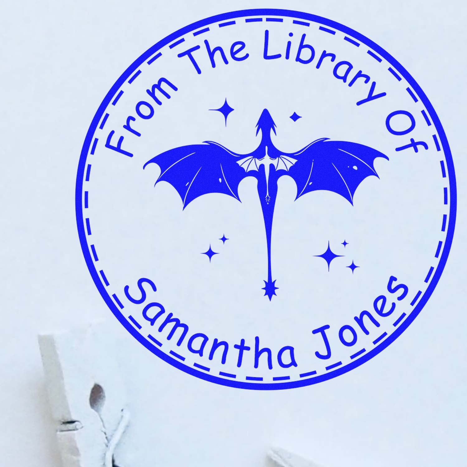 Wood Handle Starlight Serpent Custom Book Ownership Stamp