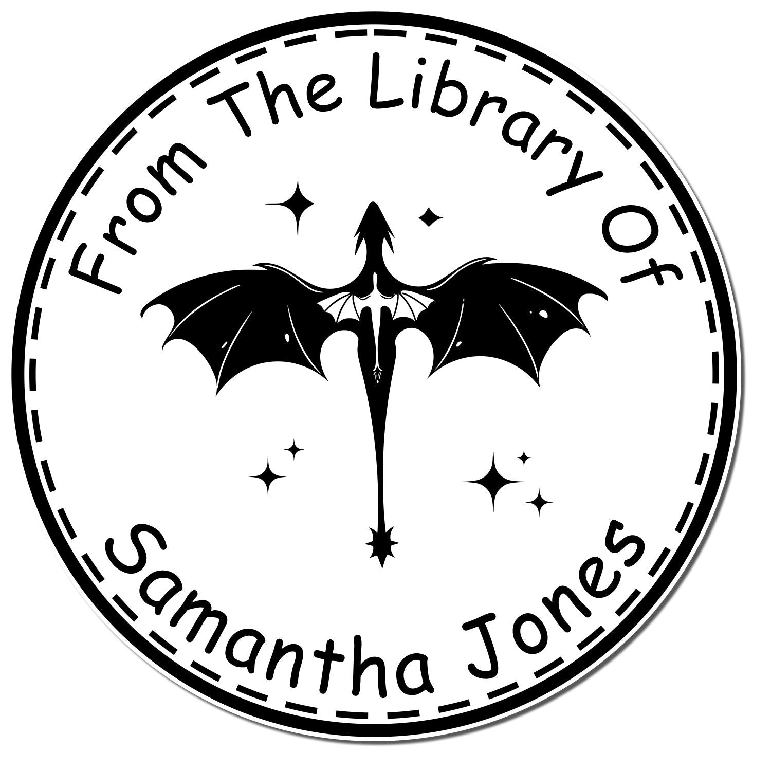 Wood Handle Starlight Serpent Custom Book Ownership Stamp