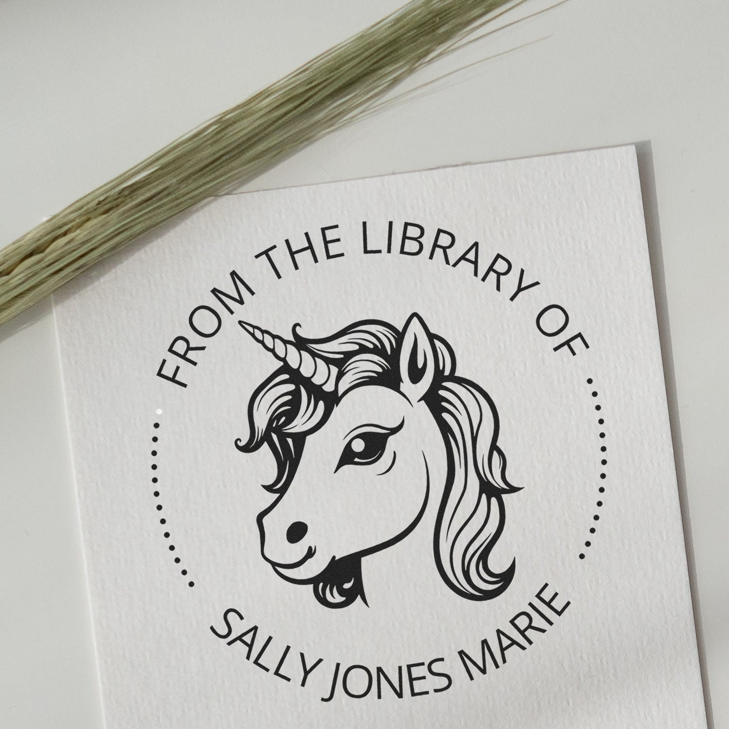 Glittermane Unicorn Pre-Inked Customized Book Initial Stamp