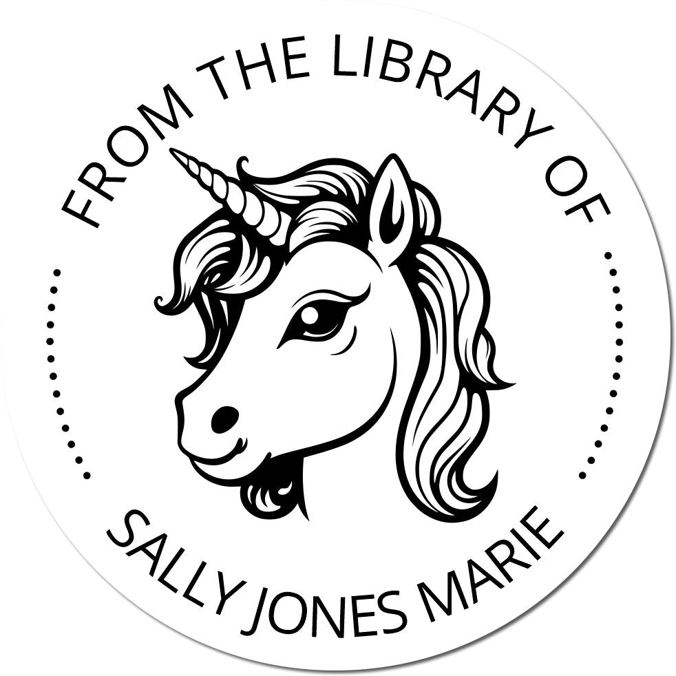 Glittermane Unicorn Pre-Inked Customized Book Initial Stamp