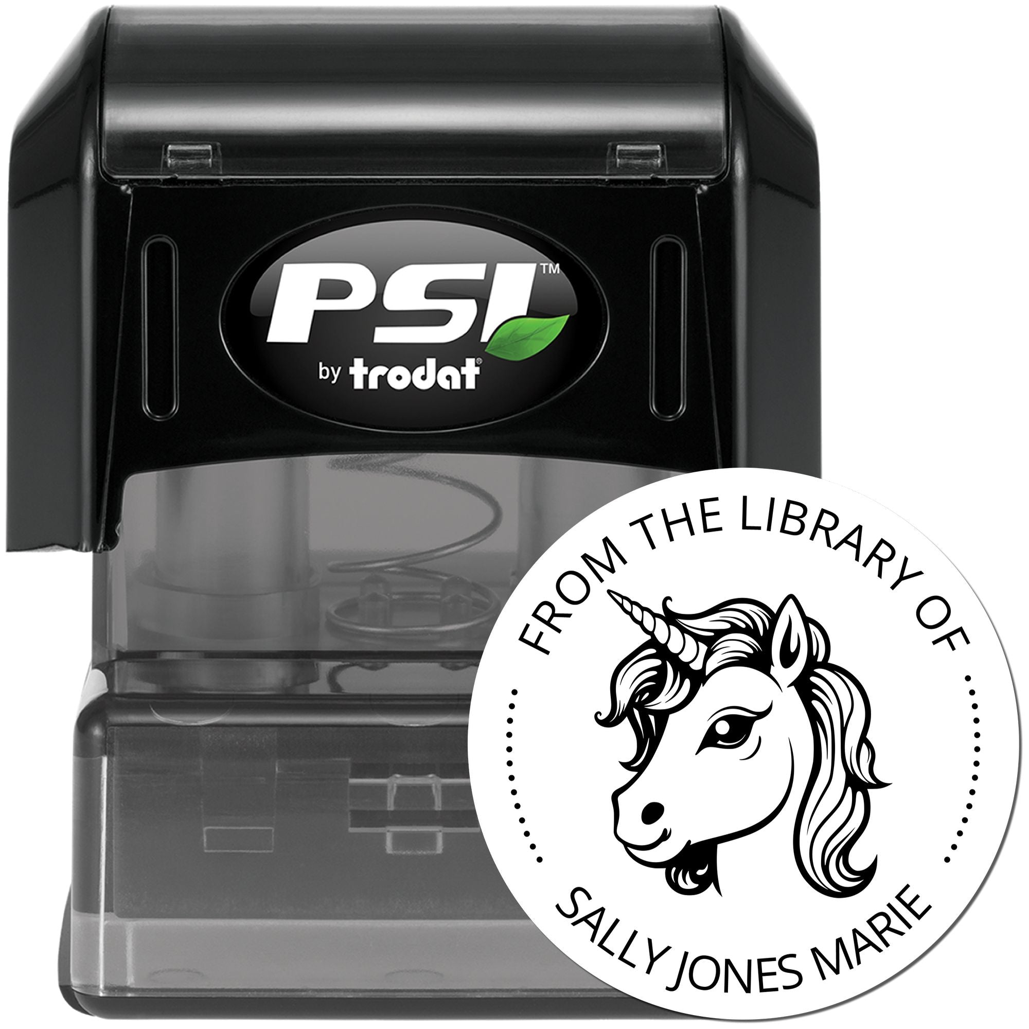 Glittermane Unicorn Pre-Inked Customized Book Initial Stamp
