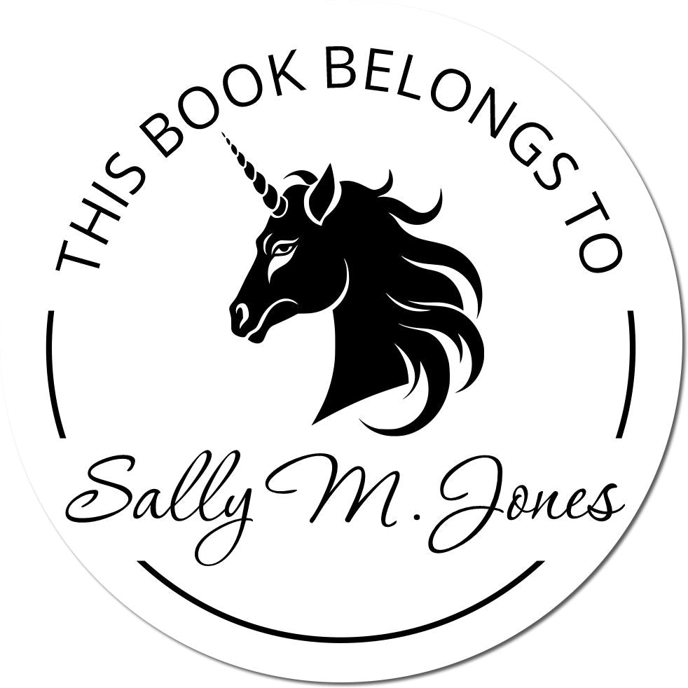 Slim Pre-Inked Mysticshine Unicorn Personalizable Book Lover Stamp