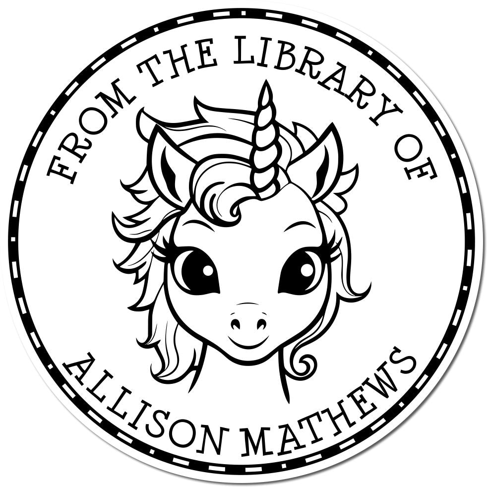 Wood Handle Starlight Unicorn Customizable Book Library Stamp