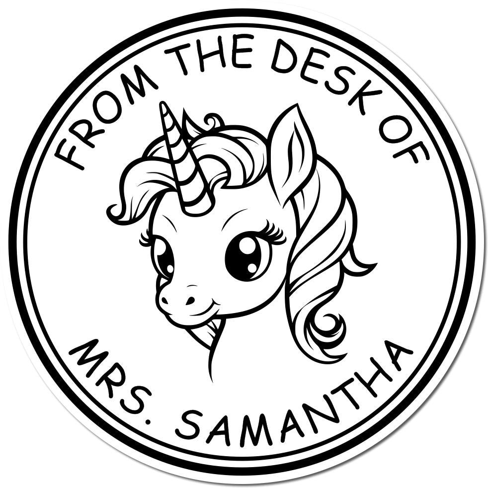 Slim Pre-Inked Auroraglade Unicorn Personalizable Book Label Stamp