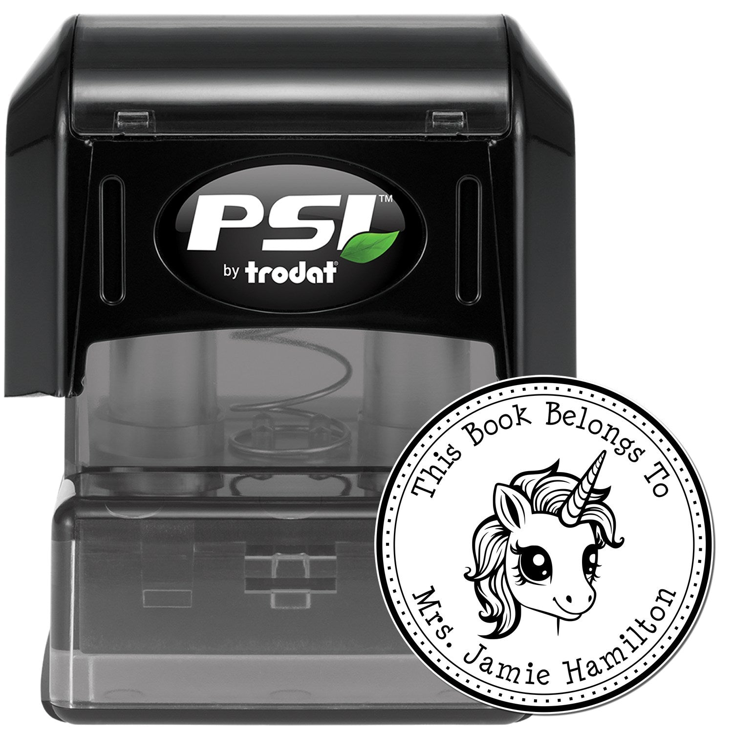 Crystalgaze Magical Unicorn Pre-Inked Customized Book Property Stamp