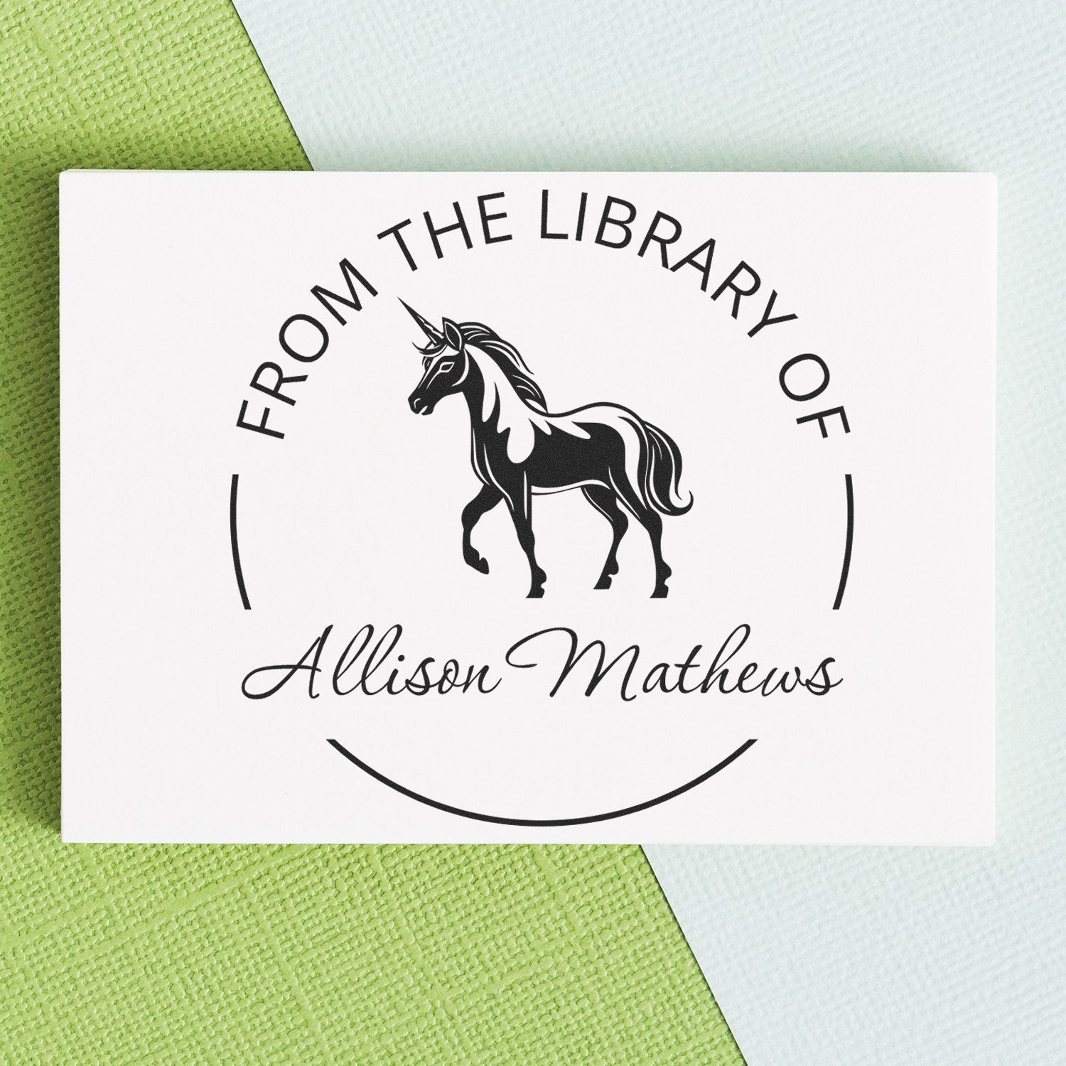 Slim Pre-Inked Dreamprance Magical Unicorn Personalizable Book Marking Stamp