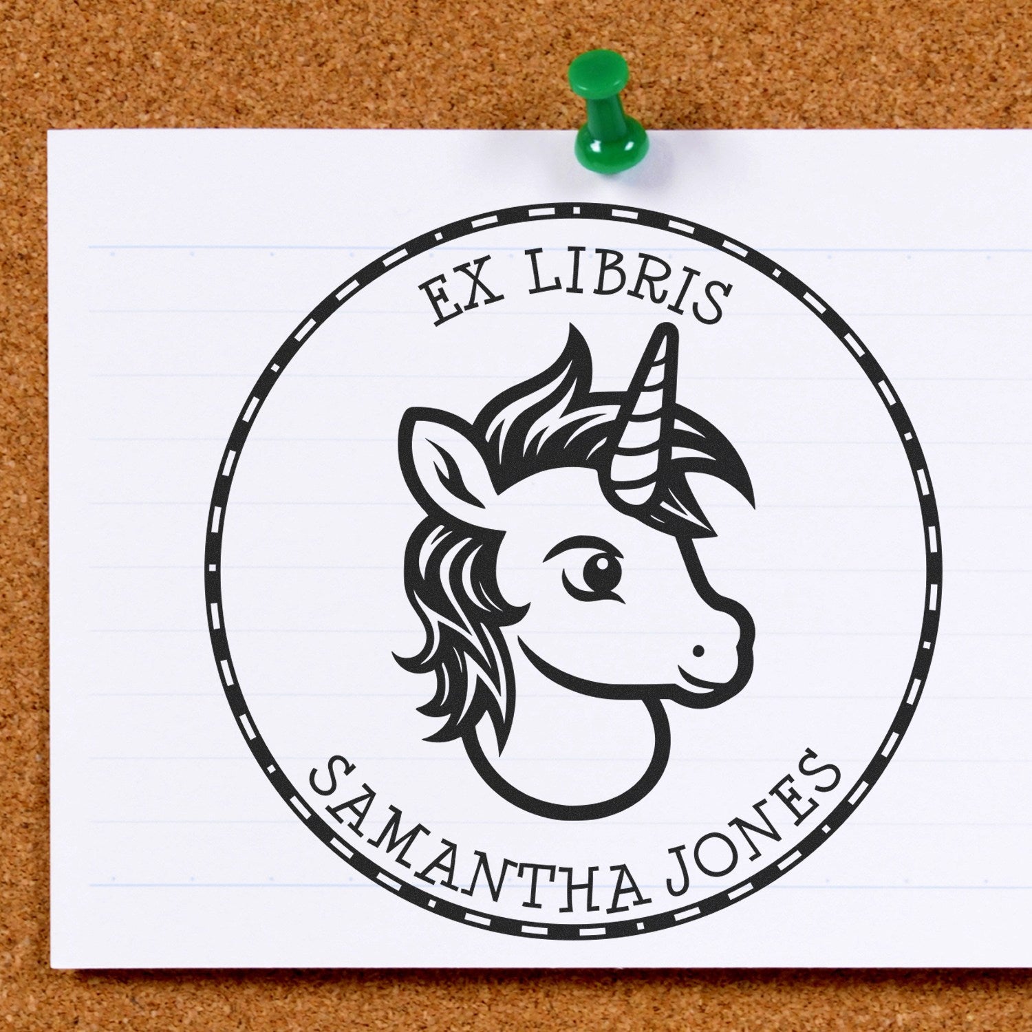 Wood Handle Sapphireglow Magical Unicorn Customizable Ex Libris Book Stamp