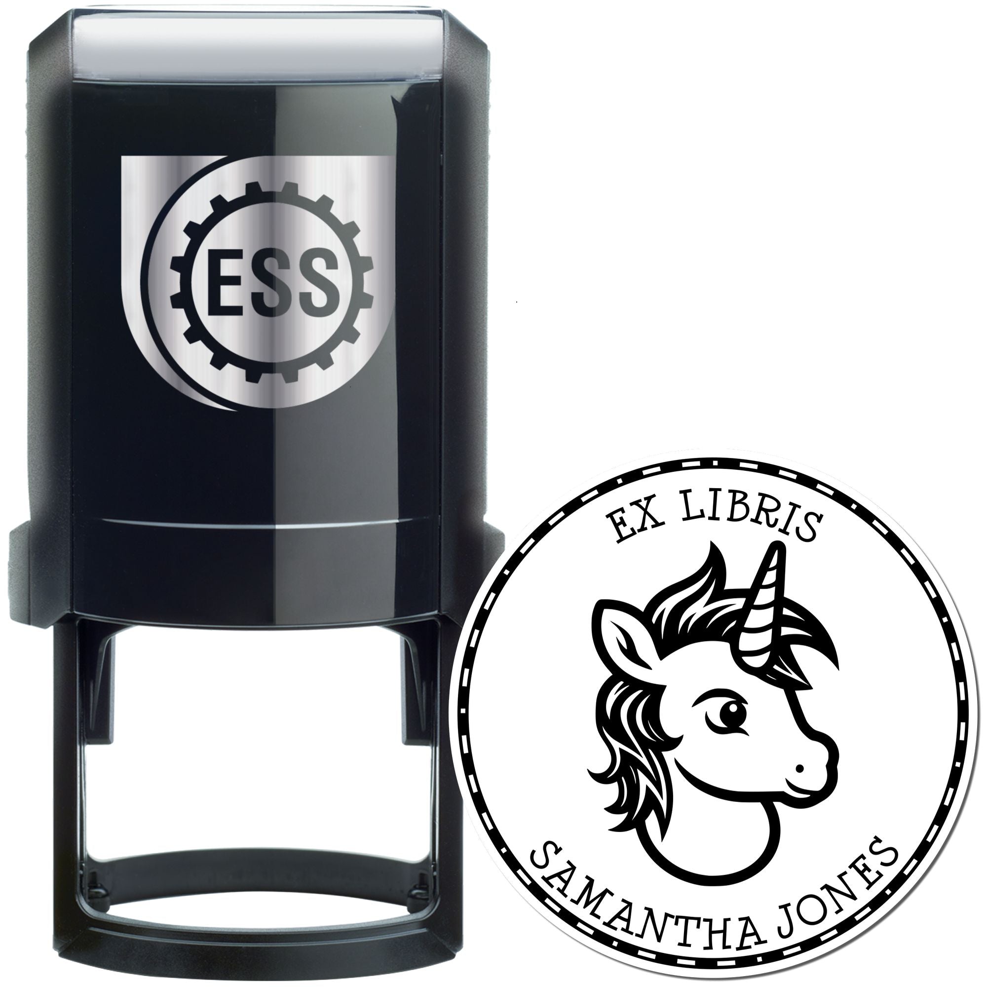Sapphireglow Magical Unicorn Self-Inking Custom Library Book With Name Stamp