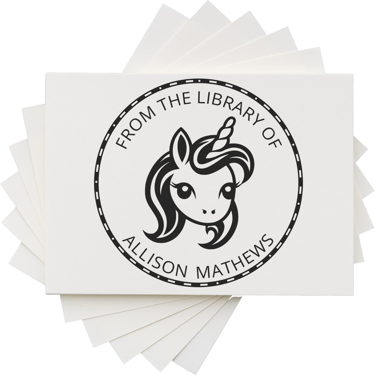 Wood Handle Celestialtrail Magical Unicorn Customizable Library Collection Stamp