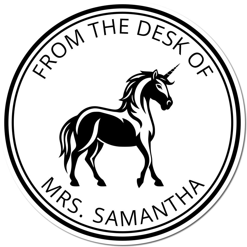 Majesticdream Magical Unicorn Pre-Inked Customized Library Name Stamp