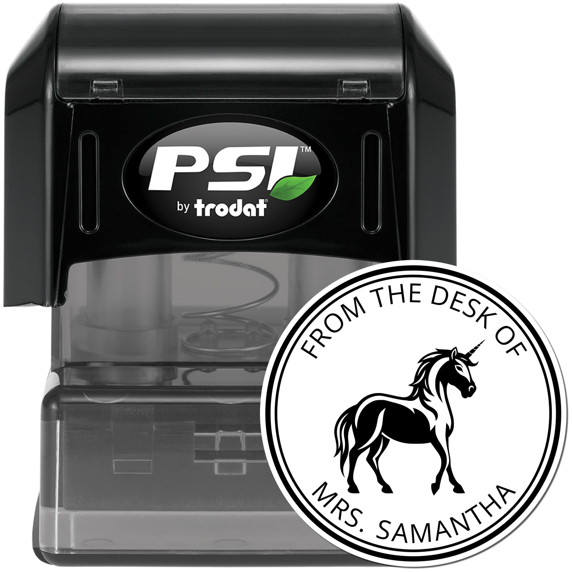 Majesticdream Magical Unicorn Pre-Inked Customized Library Name Stamp