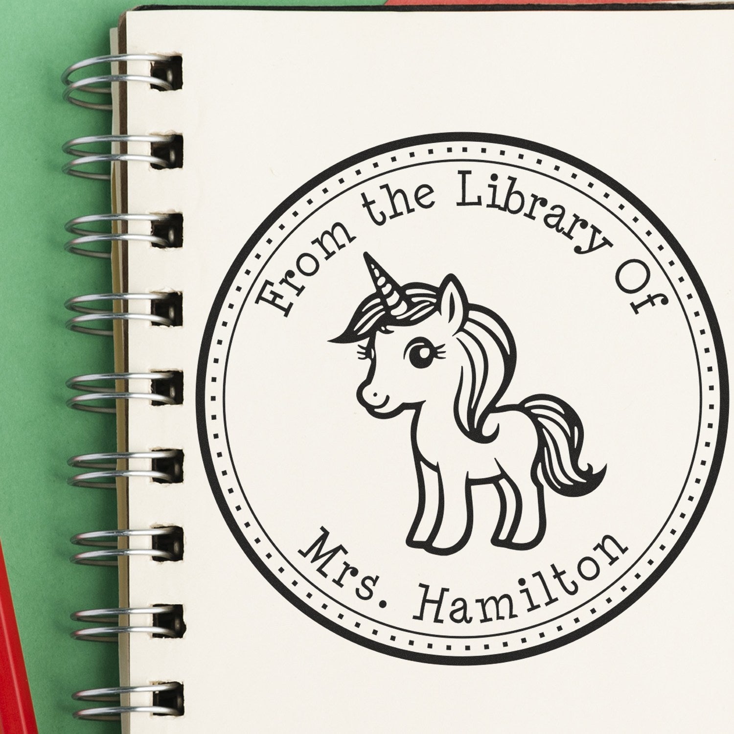 Etherealcharm Magical Unicorn Pre-Inked Customized Library Ownership Stamp