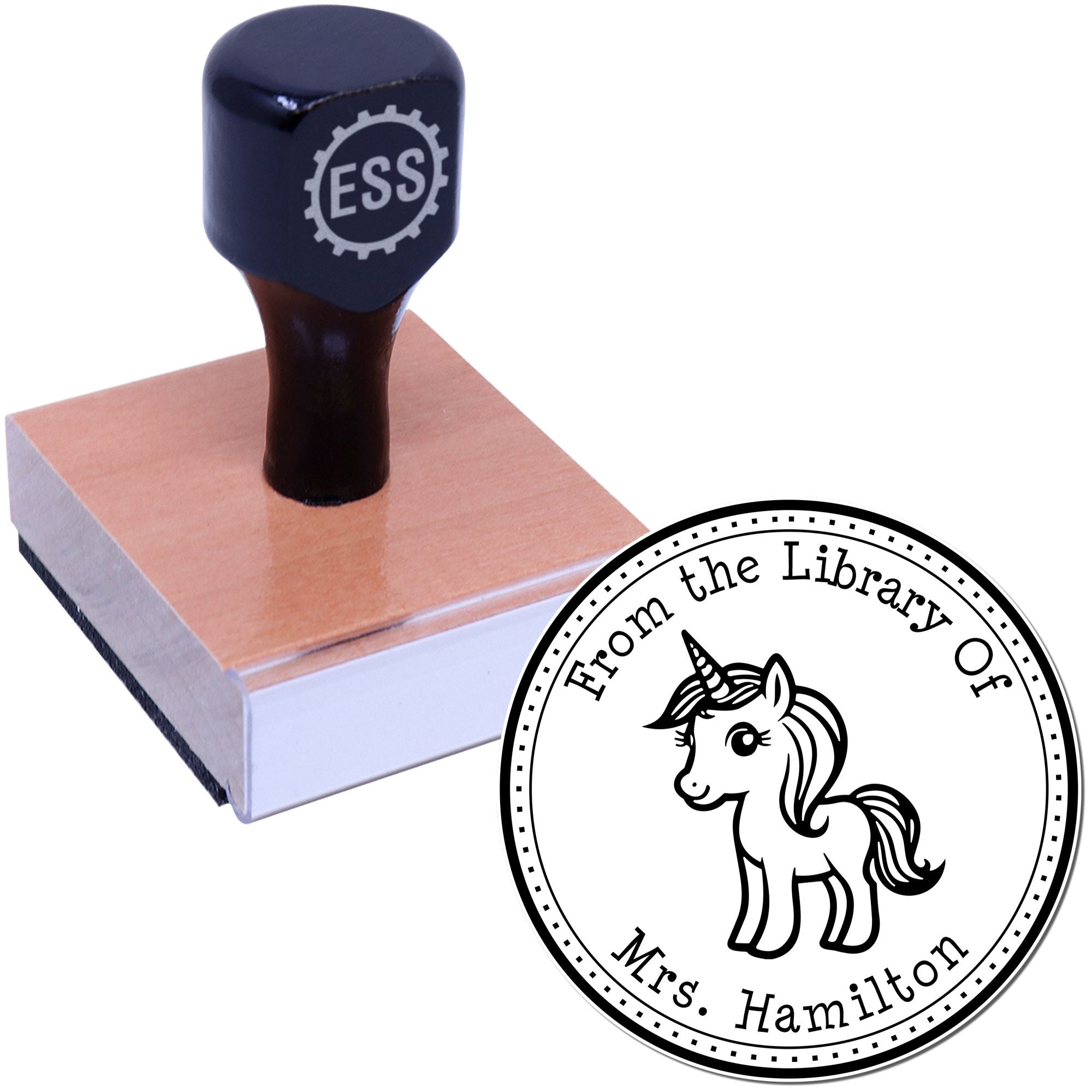 Wood Handle Etherealcharm Magical Unicorn Customizable Home Library Stamp