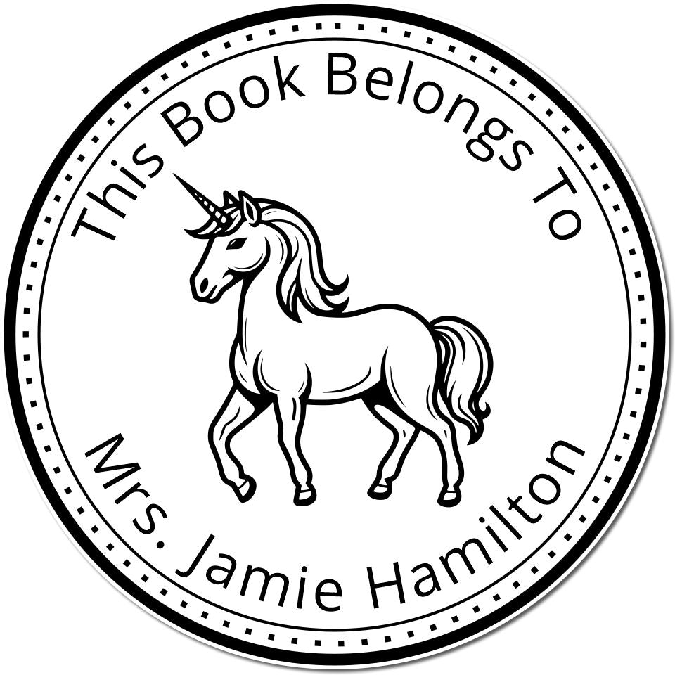 Willowhoof Magical Unicorn Self-Inking Custom Ex Libris Stamp