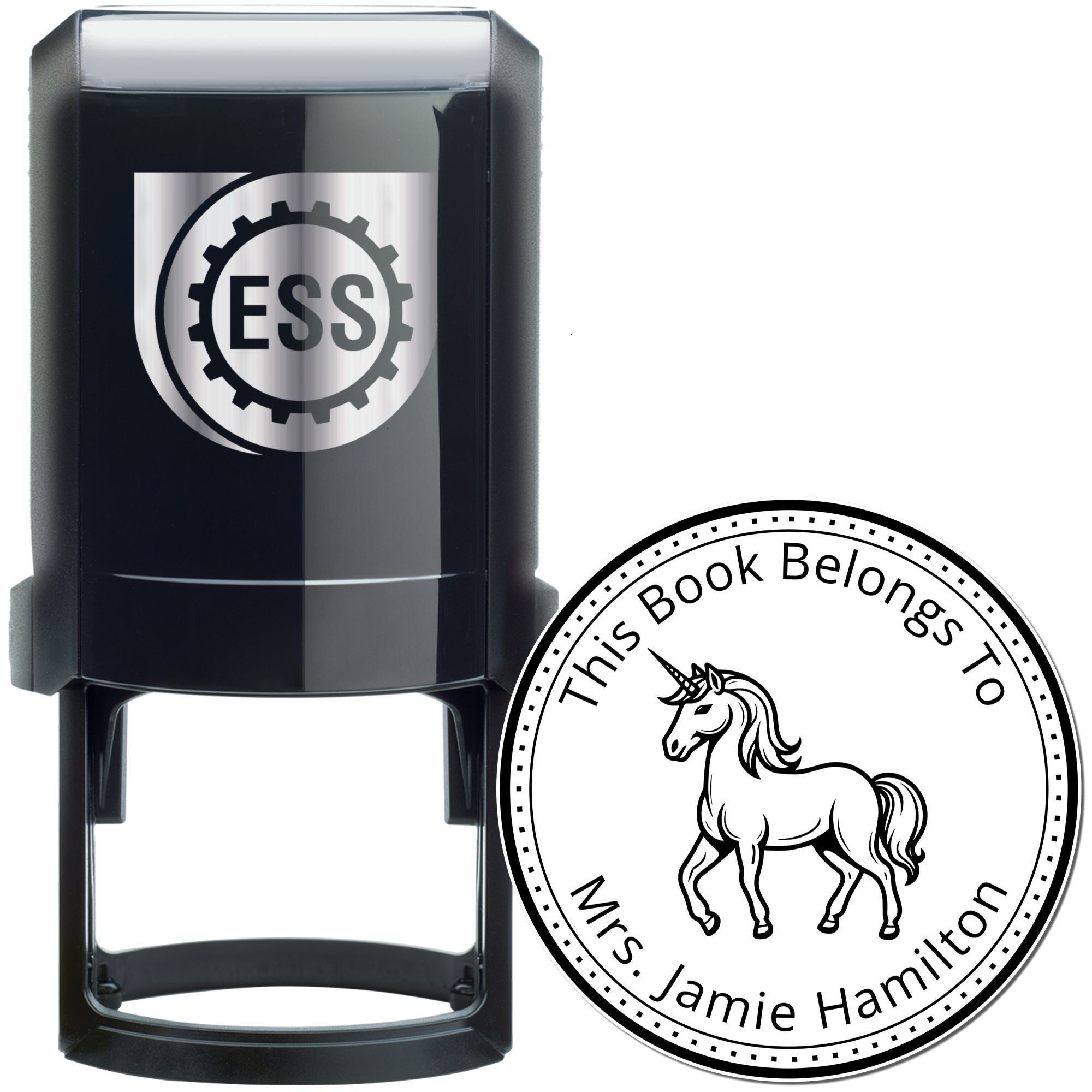 Willowhoof Magical Unicorn Self-Inking Custom Ex Libris Stamp