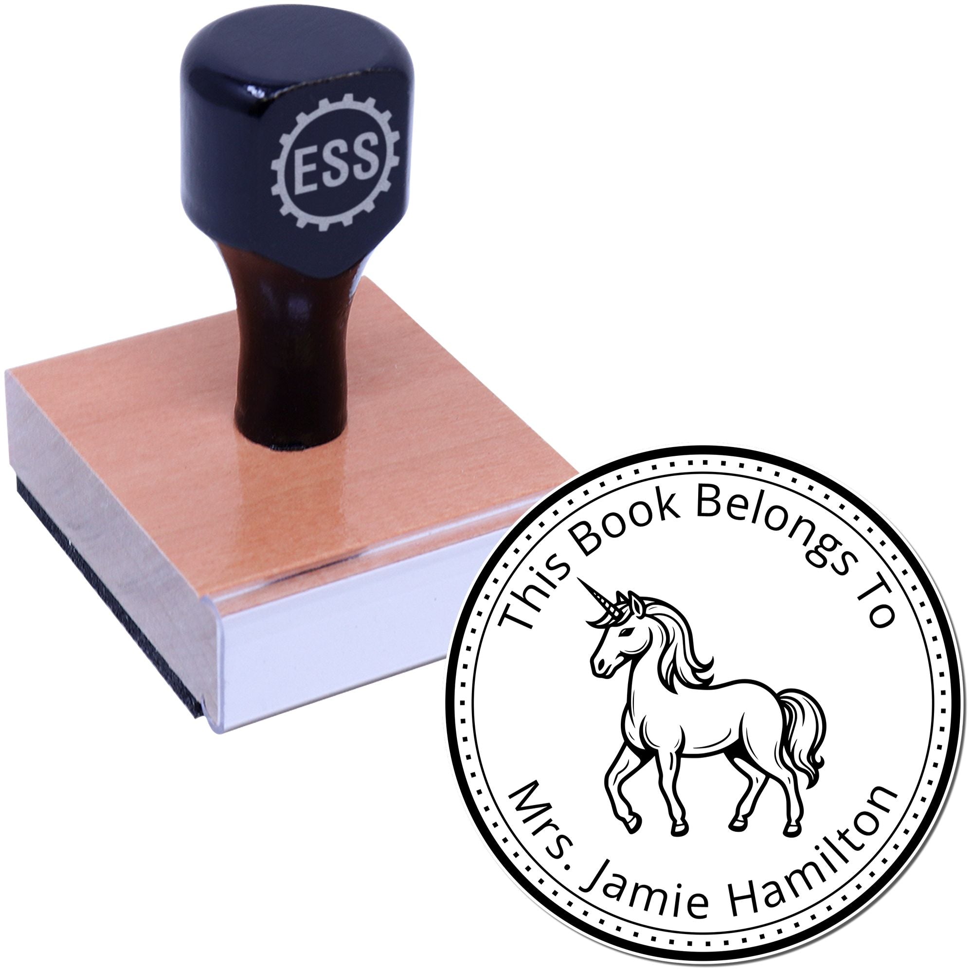 Wood Handle Willowhoof Magical Unicorn Customizable Book Lover Gift Stamp