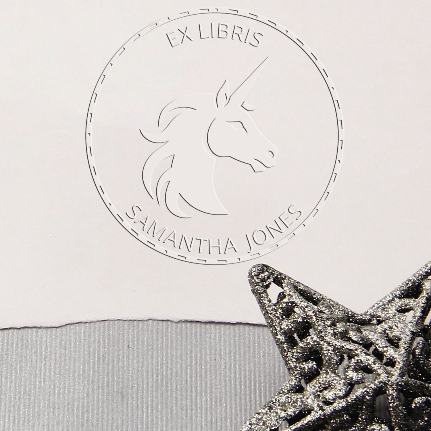 Velvetfrost Unicorn Handheld Custom Name For Library Embossing Seal